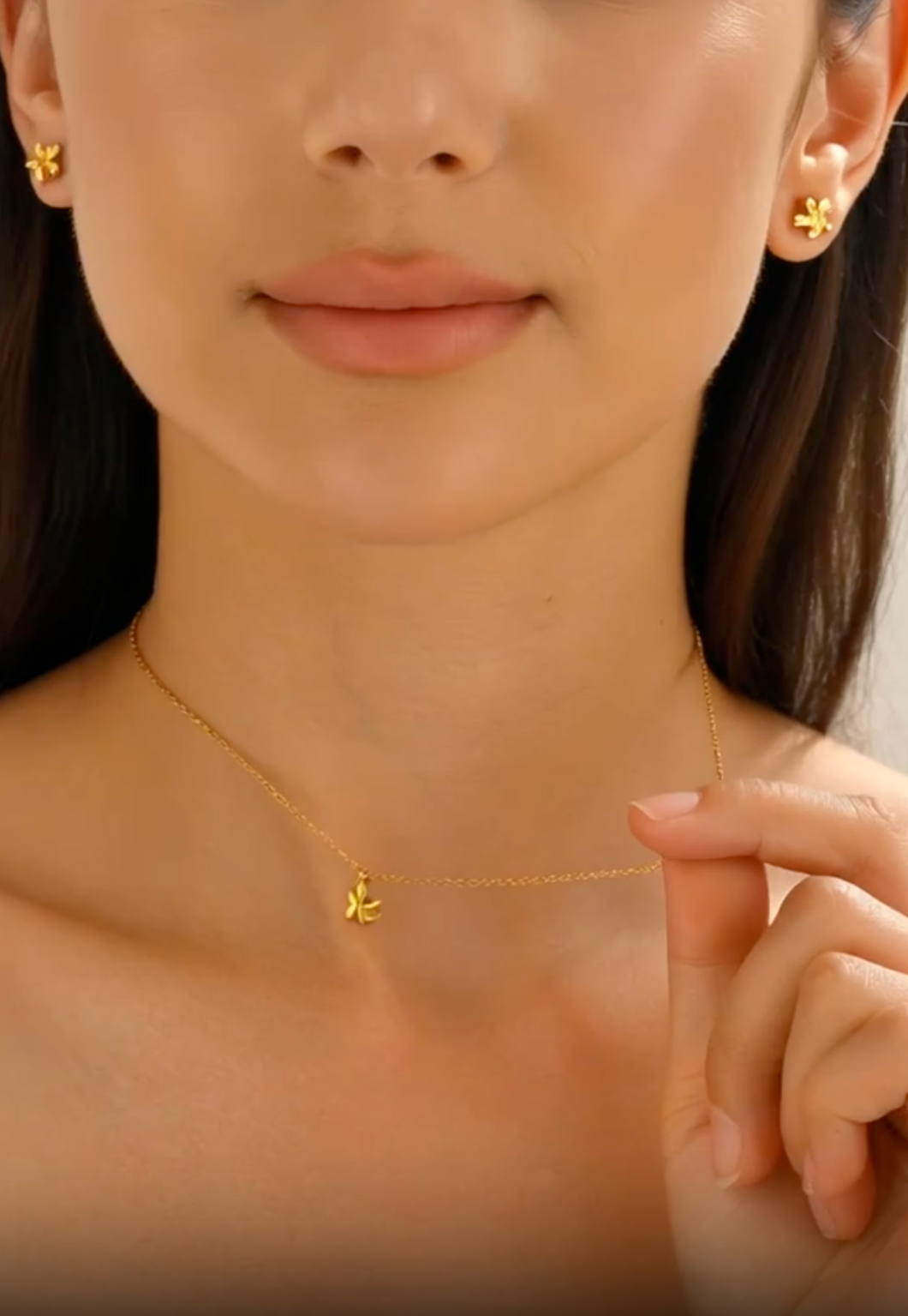18K Gold Plated 5 Petal Floral Jewelry Set