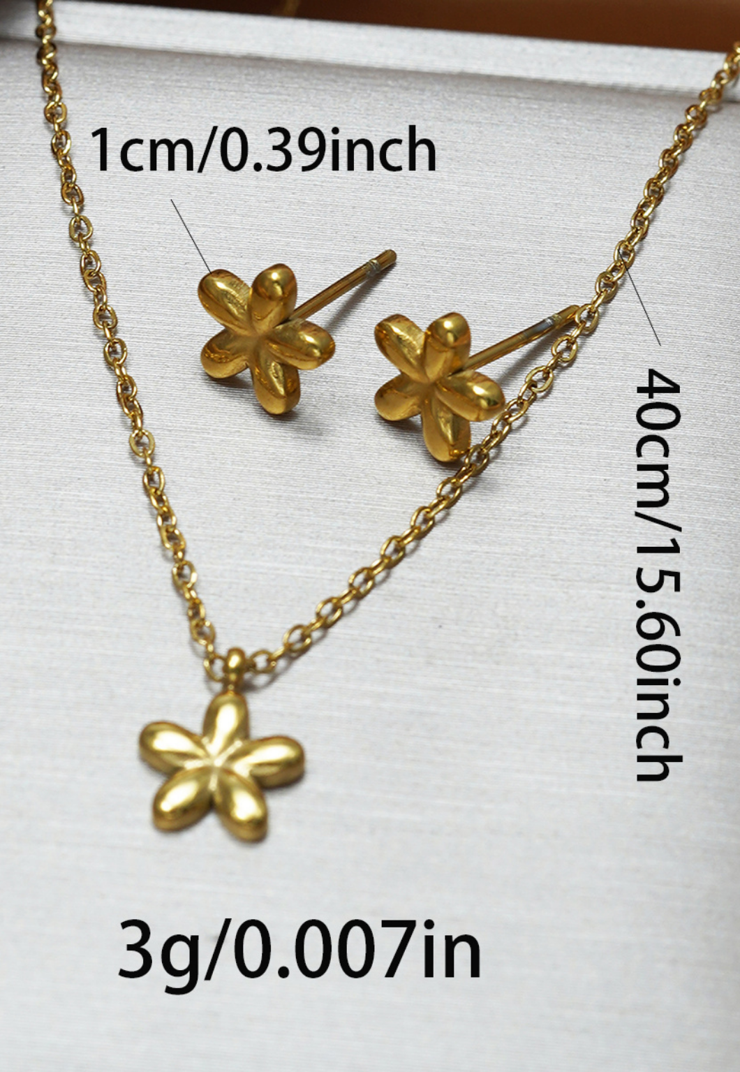 18K Gold Plated 5 Petal Floral Jewelry Set