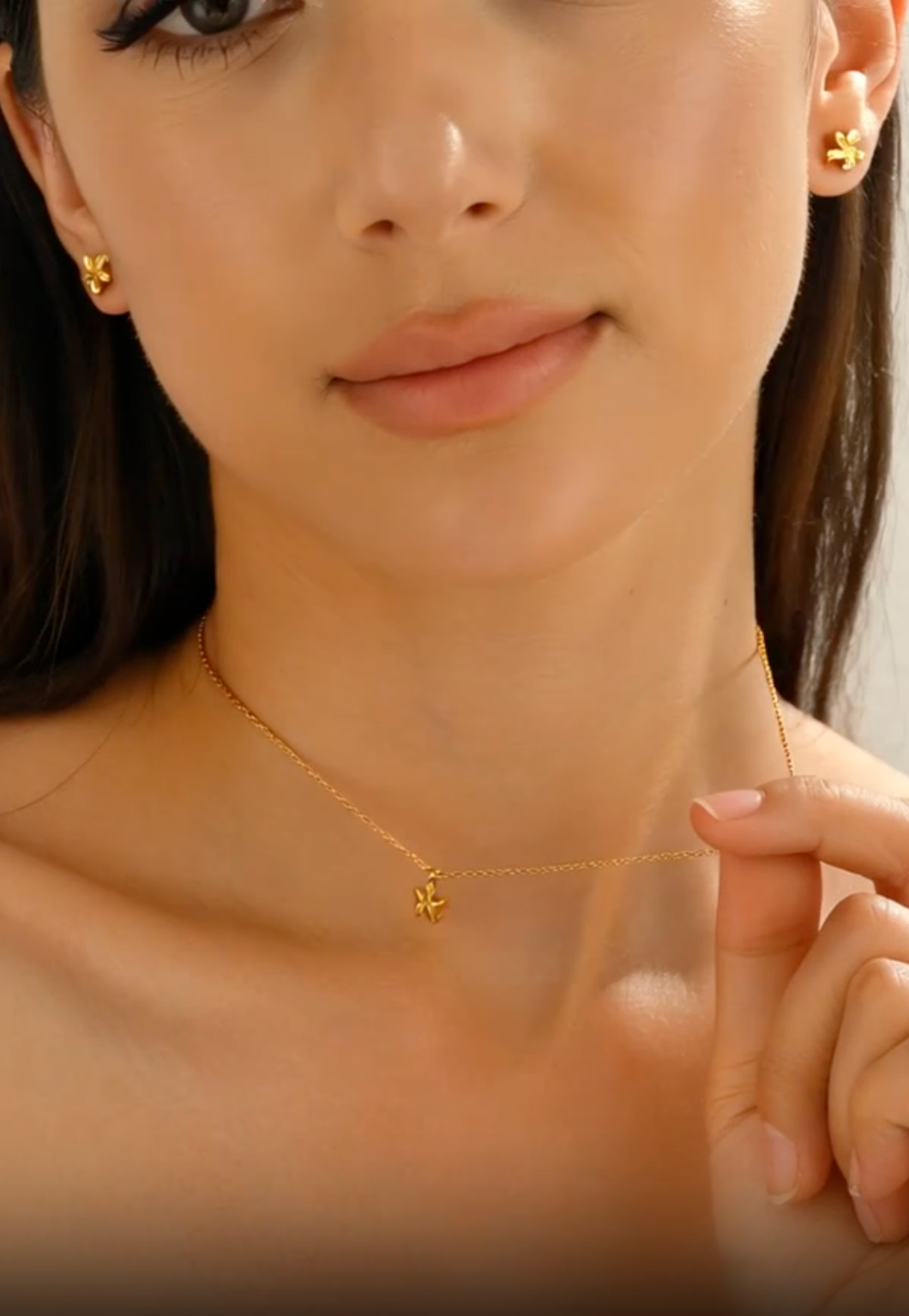 18K Gold Plated 5 Petal Floral Jewelry Set
