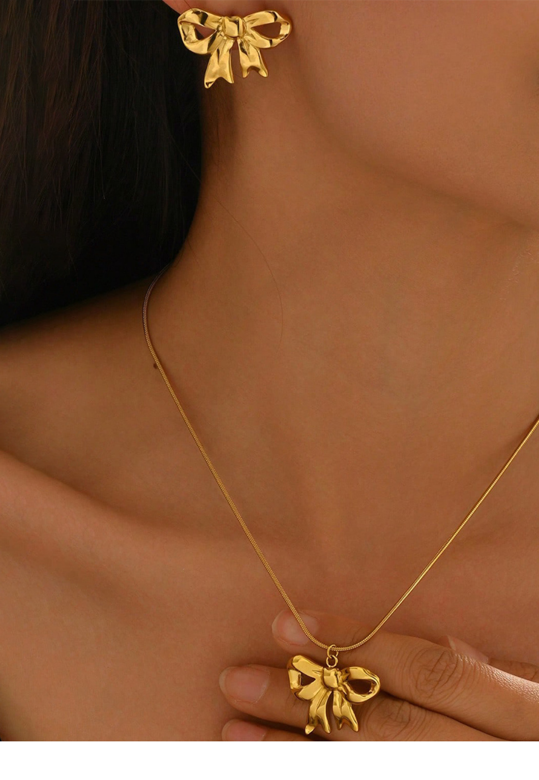 18K Gold Plated Bow Jewelry Set for Women