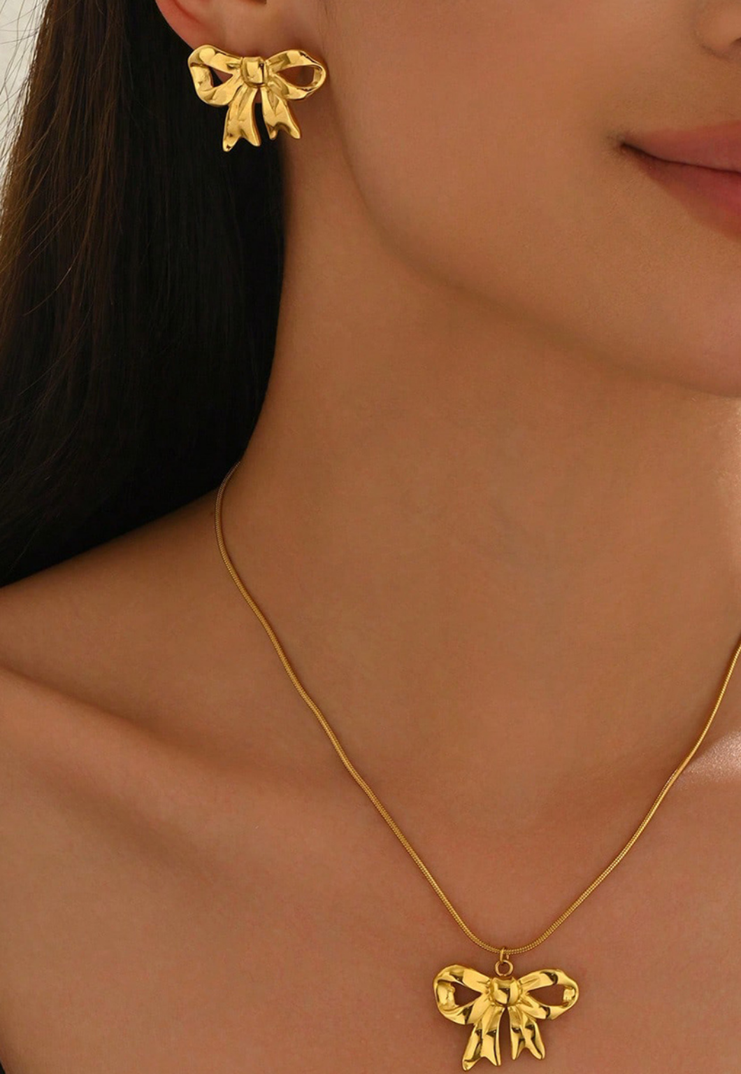 18K Gold Plated Bow Jewelry Set for Women