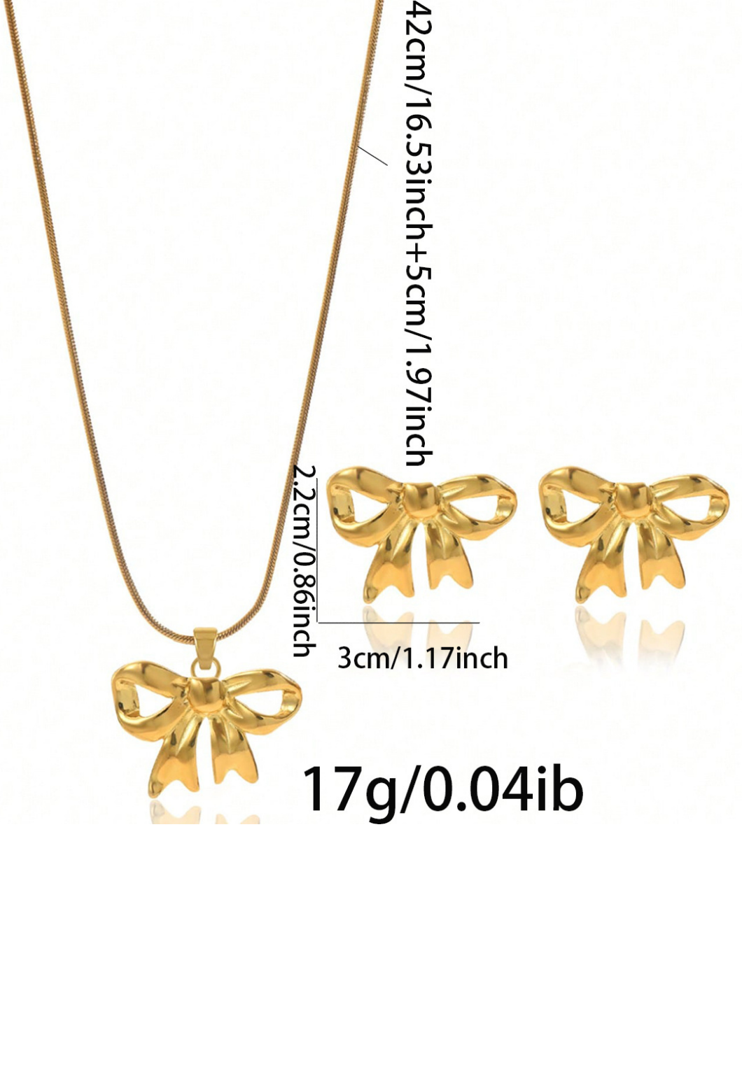 18K Gold Plated Bow Jewelry Set for Women