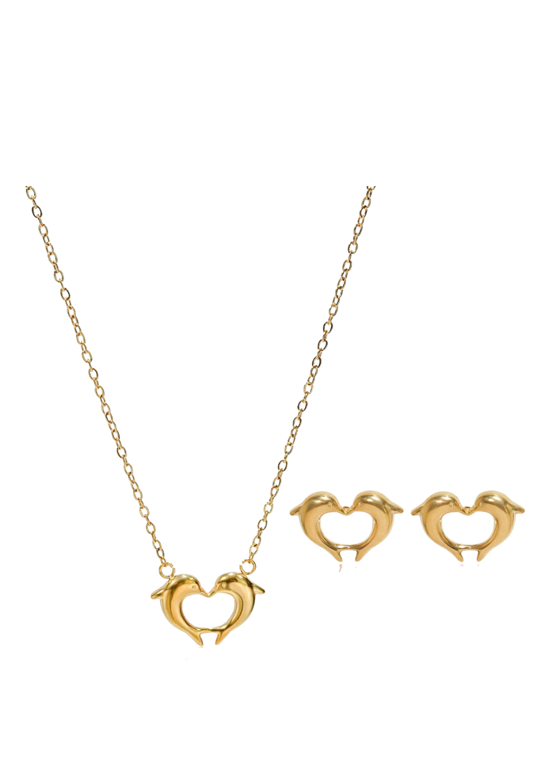 18K Gold Plated Heart Dolphin Jewelry Set