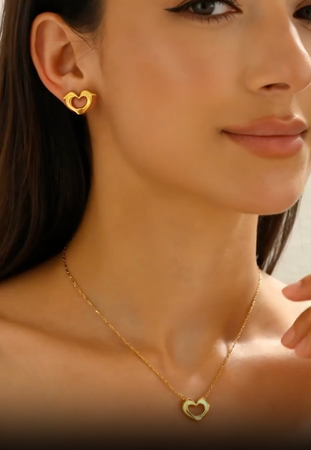 18K Gold Plated Heart Dolphin Jewelry Set