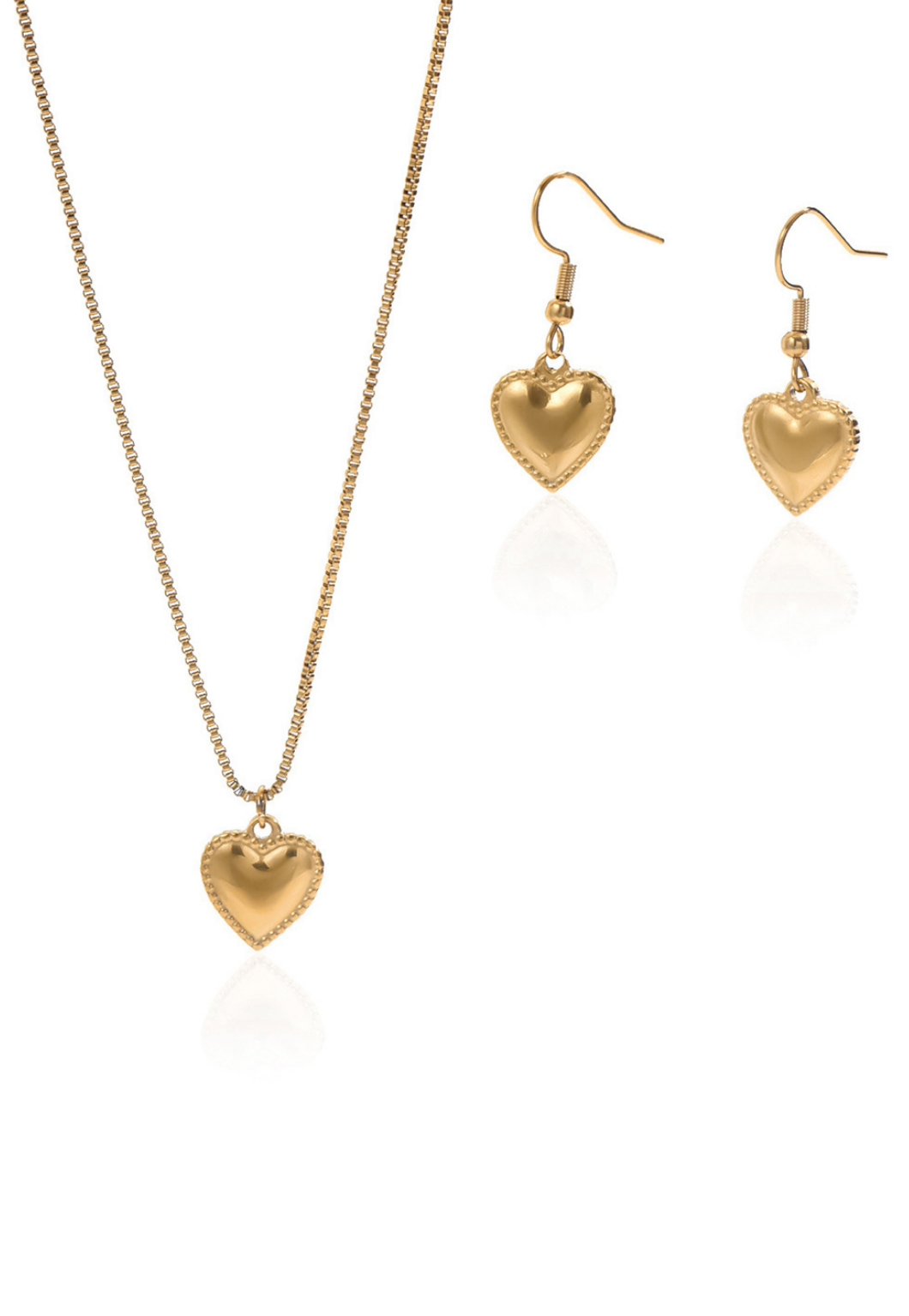 18K Gold Plated Symmetrical Heart Jewelry Set