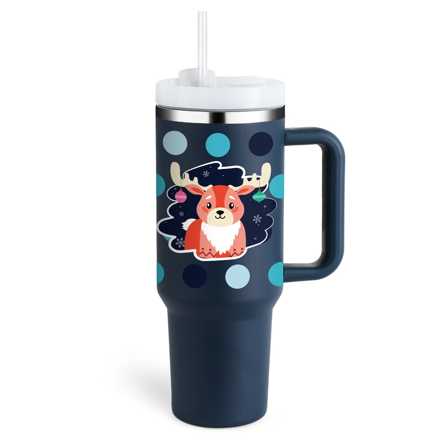 40 oz Insulated Tumbler with Handle & Straw – Spill-Proof Stainless Steel Travel Mug