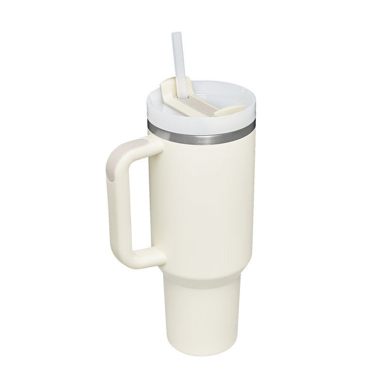 40 oz Insulated Tumbler with Handle & Straw – Spill-Proof Stainless Steel Travel Mug