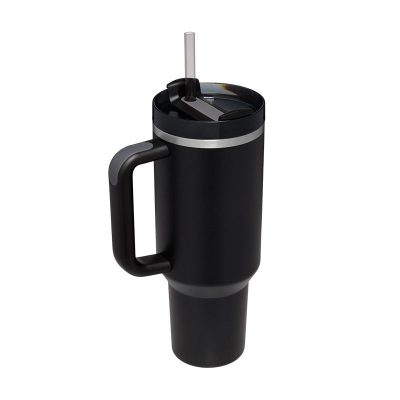 40 oz Insulated Tumbler with Handle & Straw – Spill-Proof Stainless Steel Travel Mug