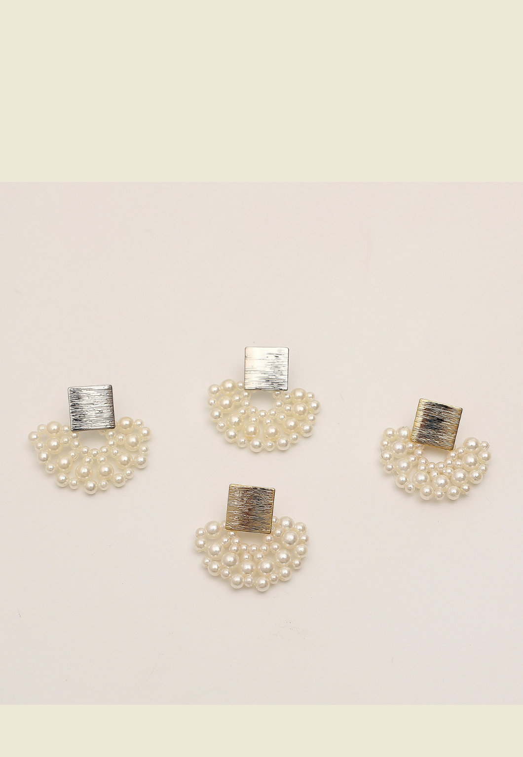 Handmade Pearl Woven Scalloped Pearl Stud Earrings