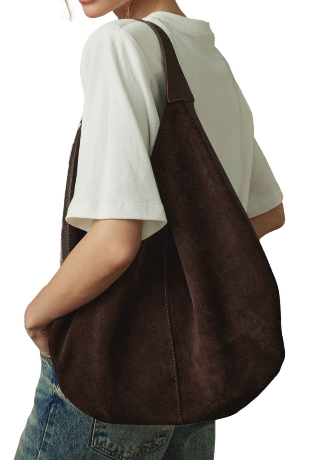 Hobo-Tasche aus echtem Wildleder für Damen