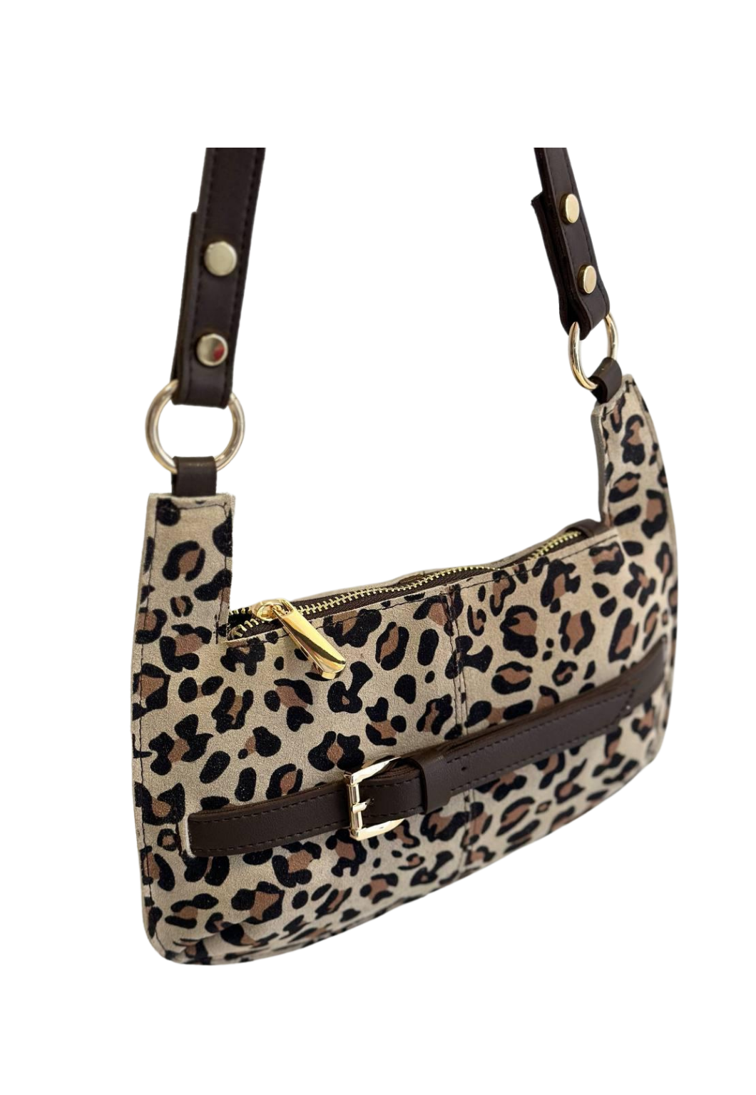 Damen-Schultertasche im Baguette-Modell aus echtem Wildleder
