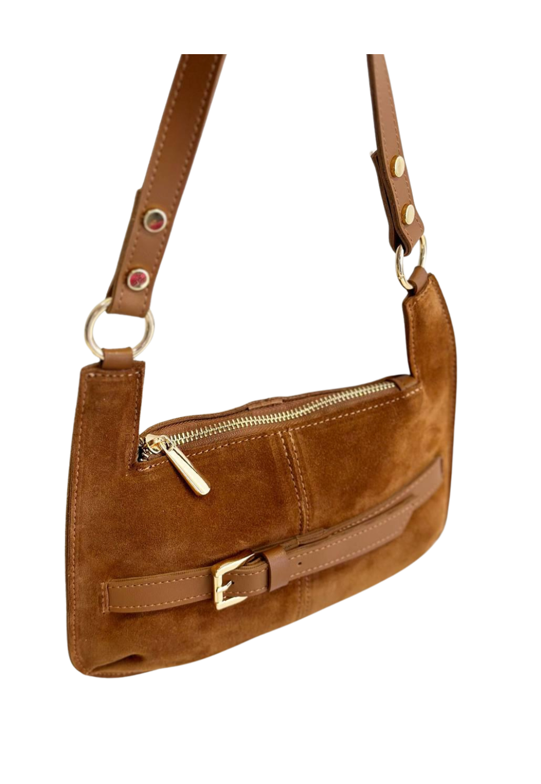 Damen-Schultertasche im Baguette-Modell aus echtem Wildleder