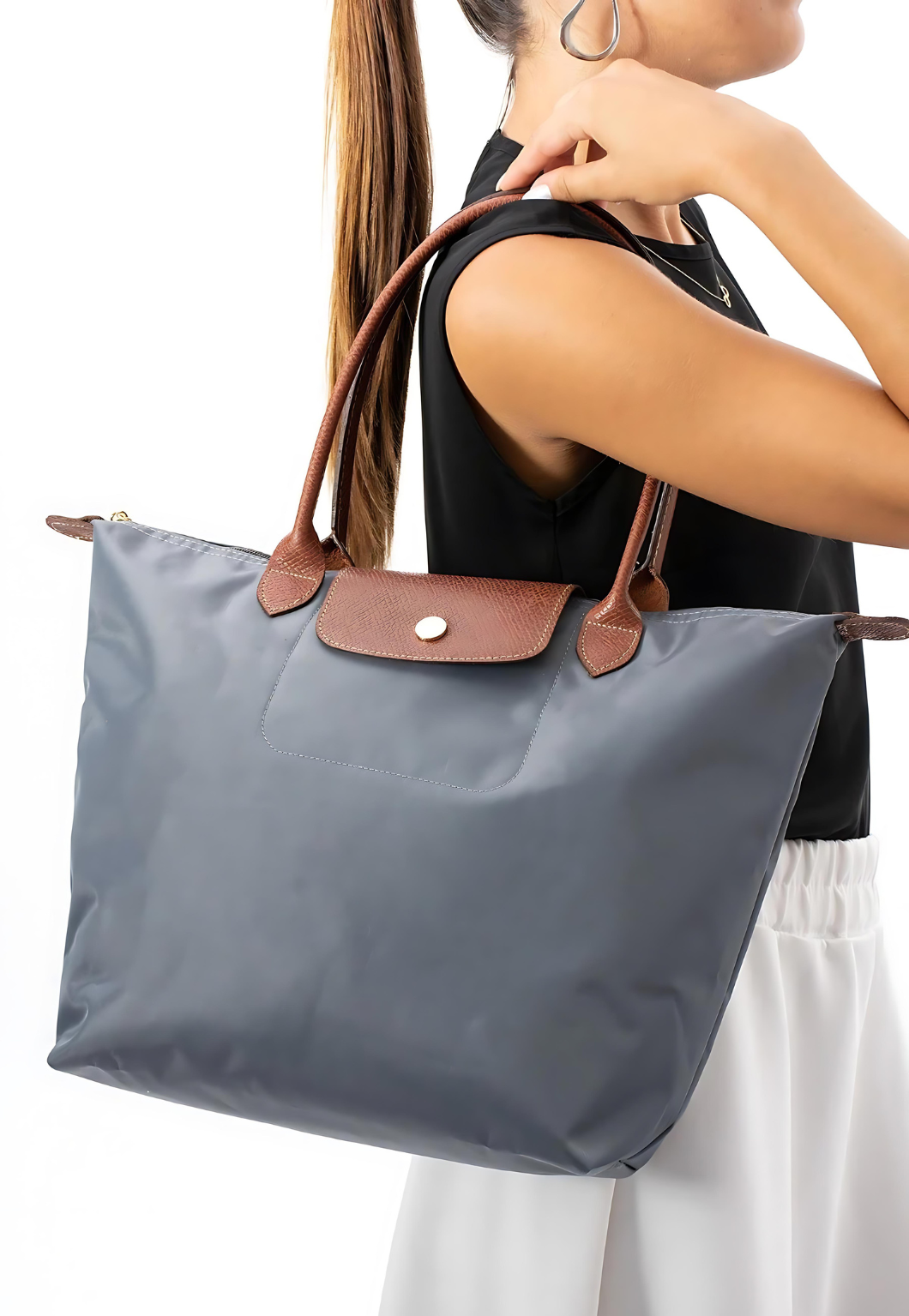 Women's Genuine Leather Detailed Foldable Shoulder Bag