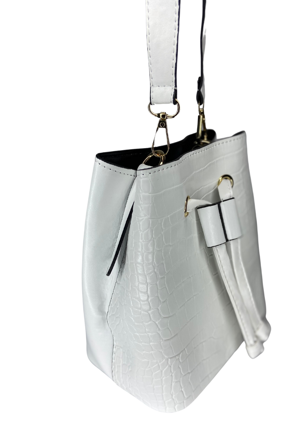 Women's White Crocodile Patterned Bag
