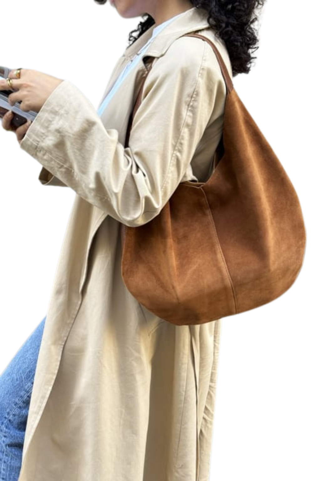 Hobo-Tasche aus echtem Wildleder für Damen