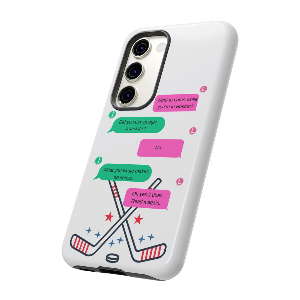 Heated Rivalry Inspired Hockey Text Message iPhone Case Tough Protective Romance Design