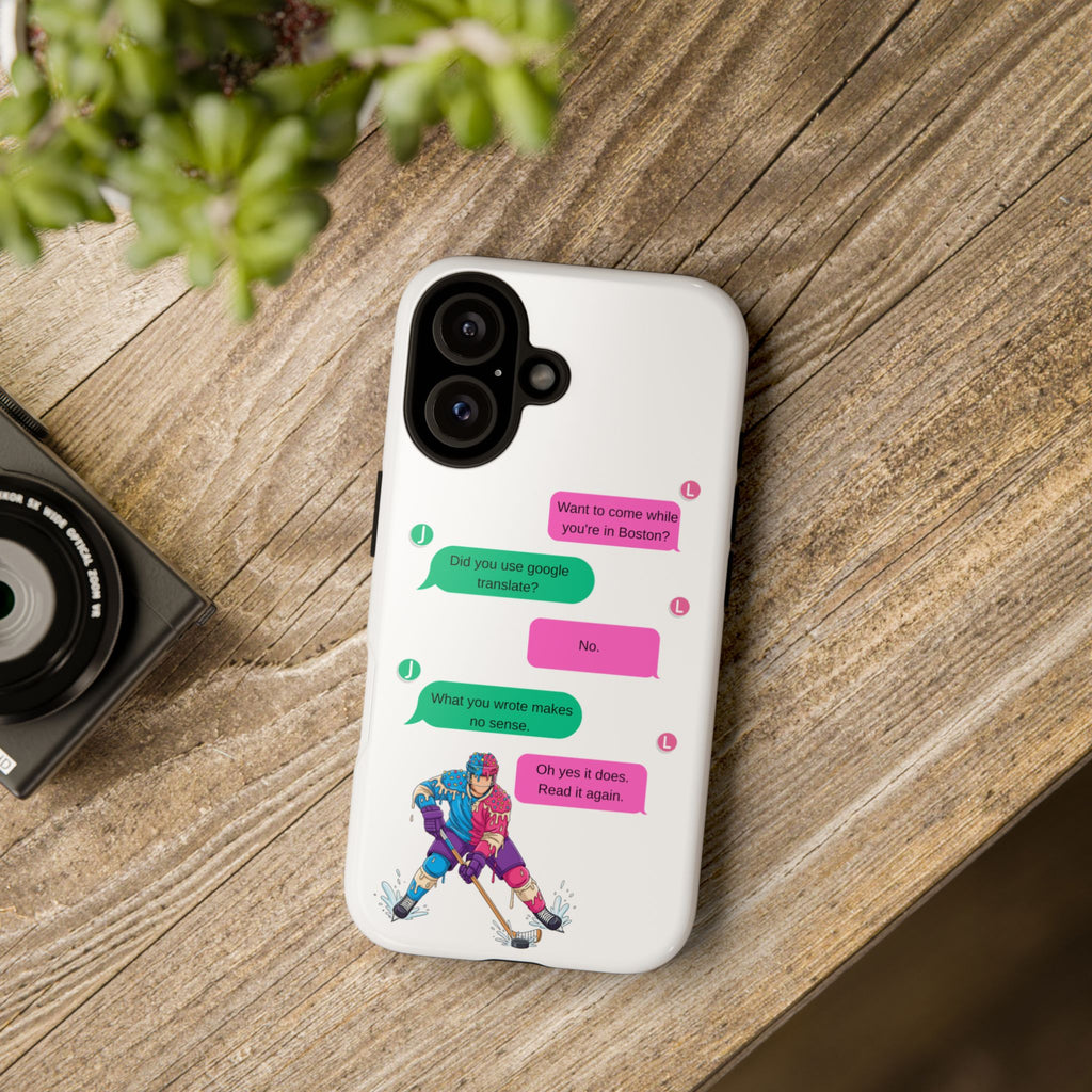 Heated Rivalry Inspired Hockey Text Message iPhone Case Tough Protective Romance Design