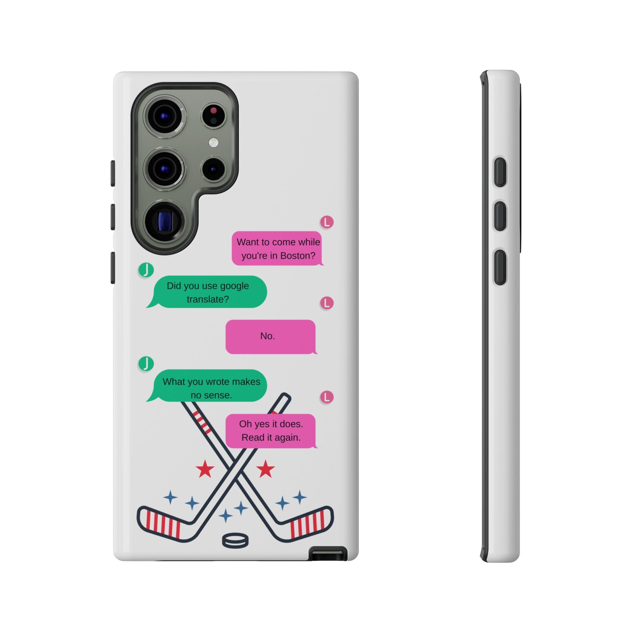 Heated Rivalry Inspired Hockey Text Message iPhone Case Tough Protective Romance Design