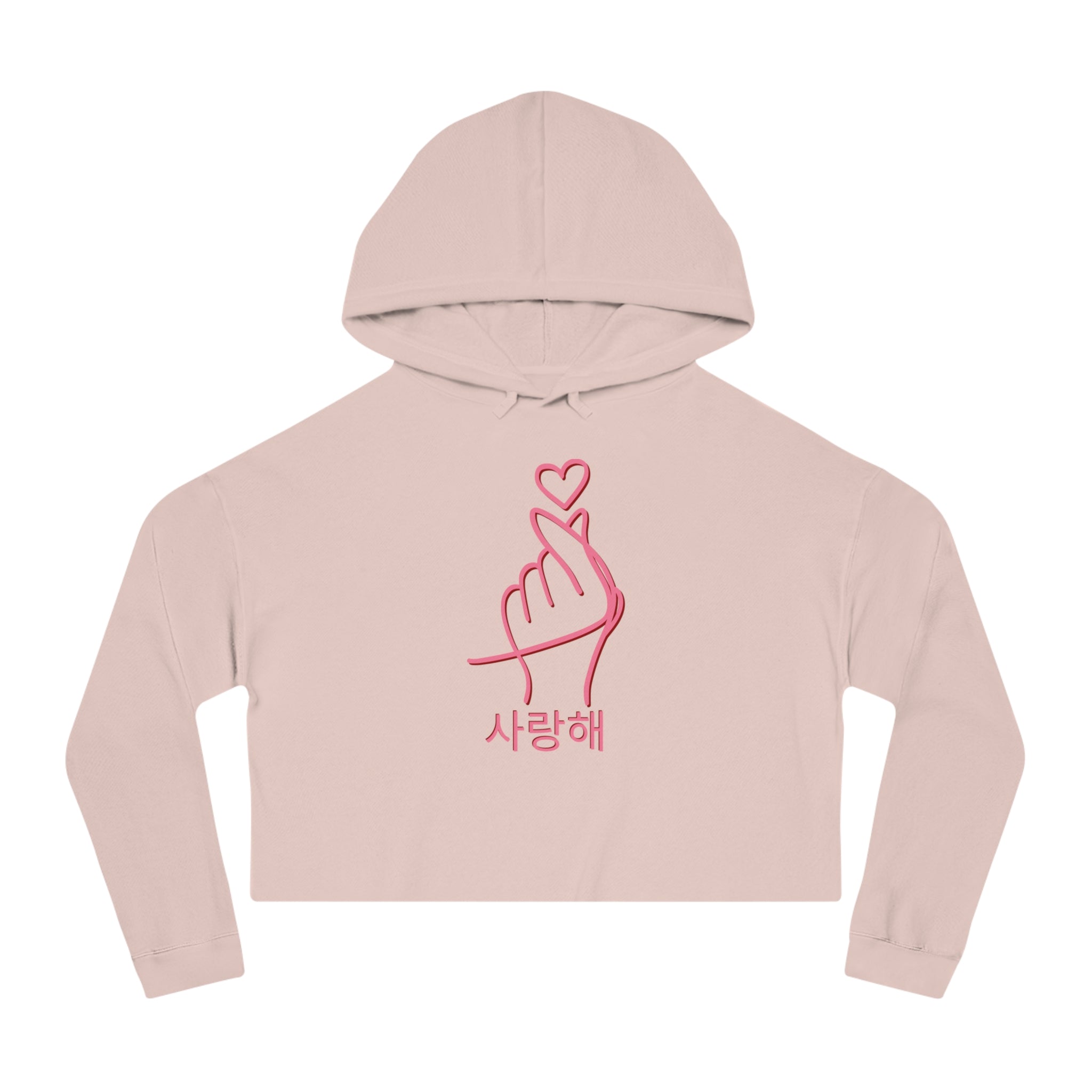 Saranghae Korean Finger Heart Cropped Hoodie | K Culture Love Hoodie