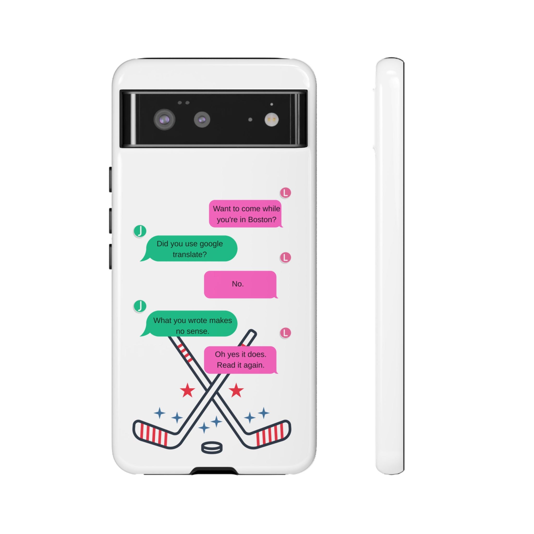Heated Rivalry Inspired Hockey Text Message iPhone Case Tough Protective Romance Design