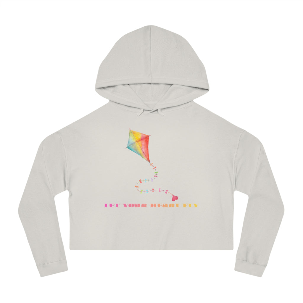 Let Your Heart Fly Women’s Cropped Hoodie | Cute Heart Graphic Sweatshirt