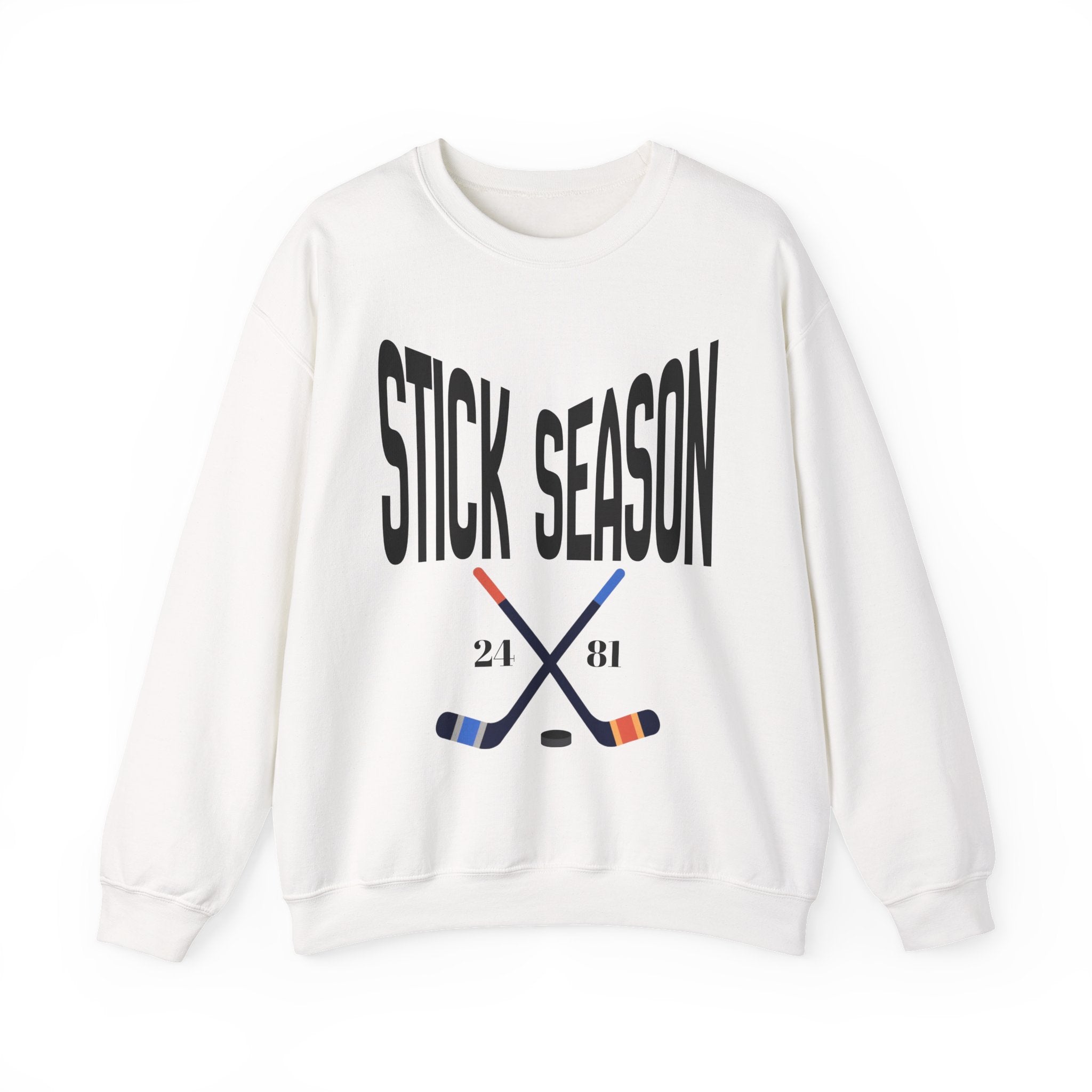 Stick Season hockey crewneck sweatshirt | crossed hockey sticks graphic