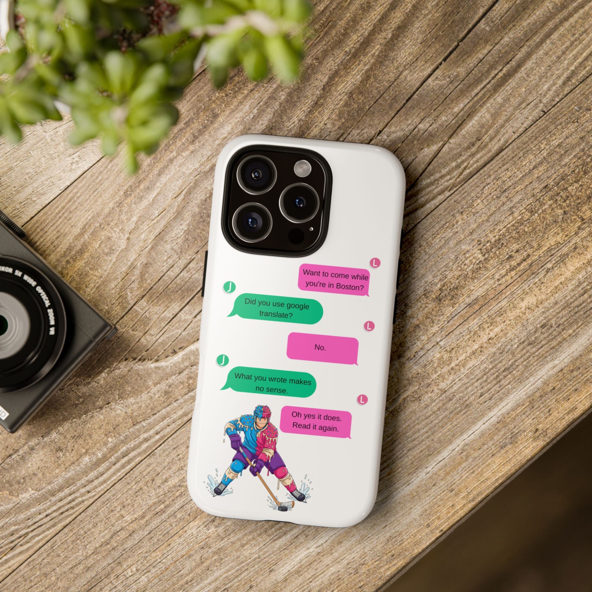 Heated Rivalry Inspired Hockey Text Message iPhone Case Tough Protective Romance Design