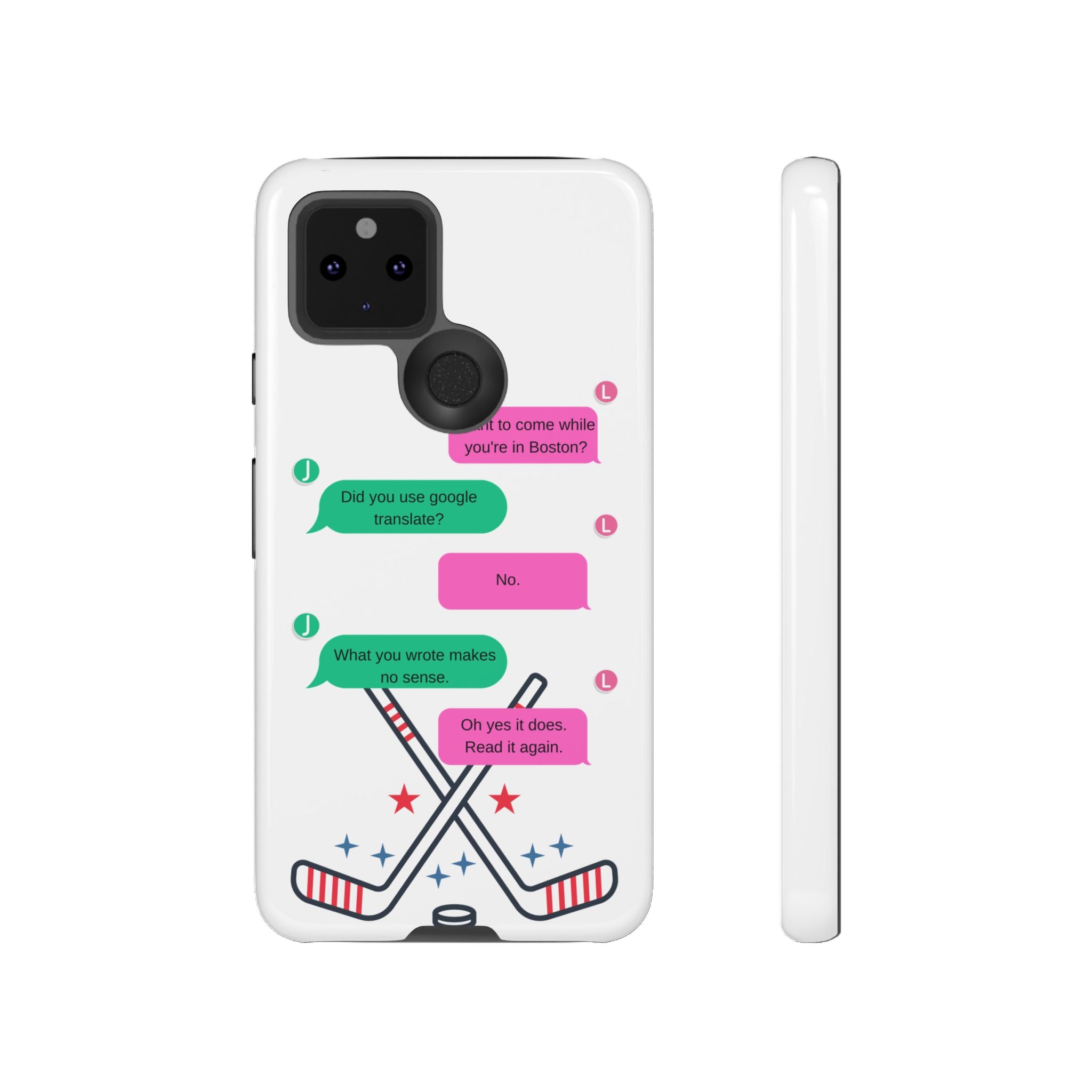 Heated Rivalry Inspired Hockey Text Message iPhone Case Tough Protective Romance Design