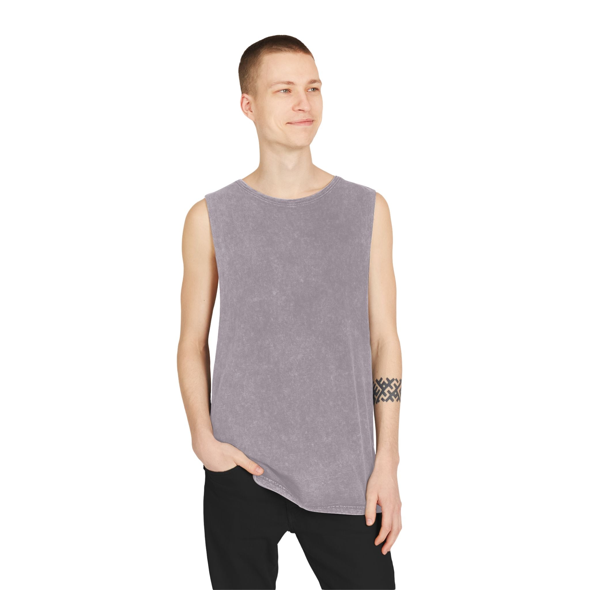 Hockey Romance Fan Tank Top | Neon Rival Puck Graphic | Unisex Stonewash Sleeveless