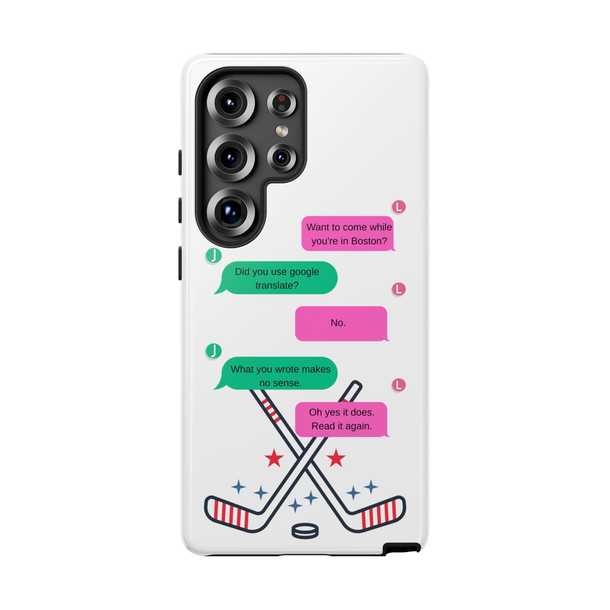 Heated Rivalry Inspired Hockey Text Message iPhone Case Tough Protective Romance Design