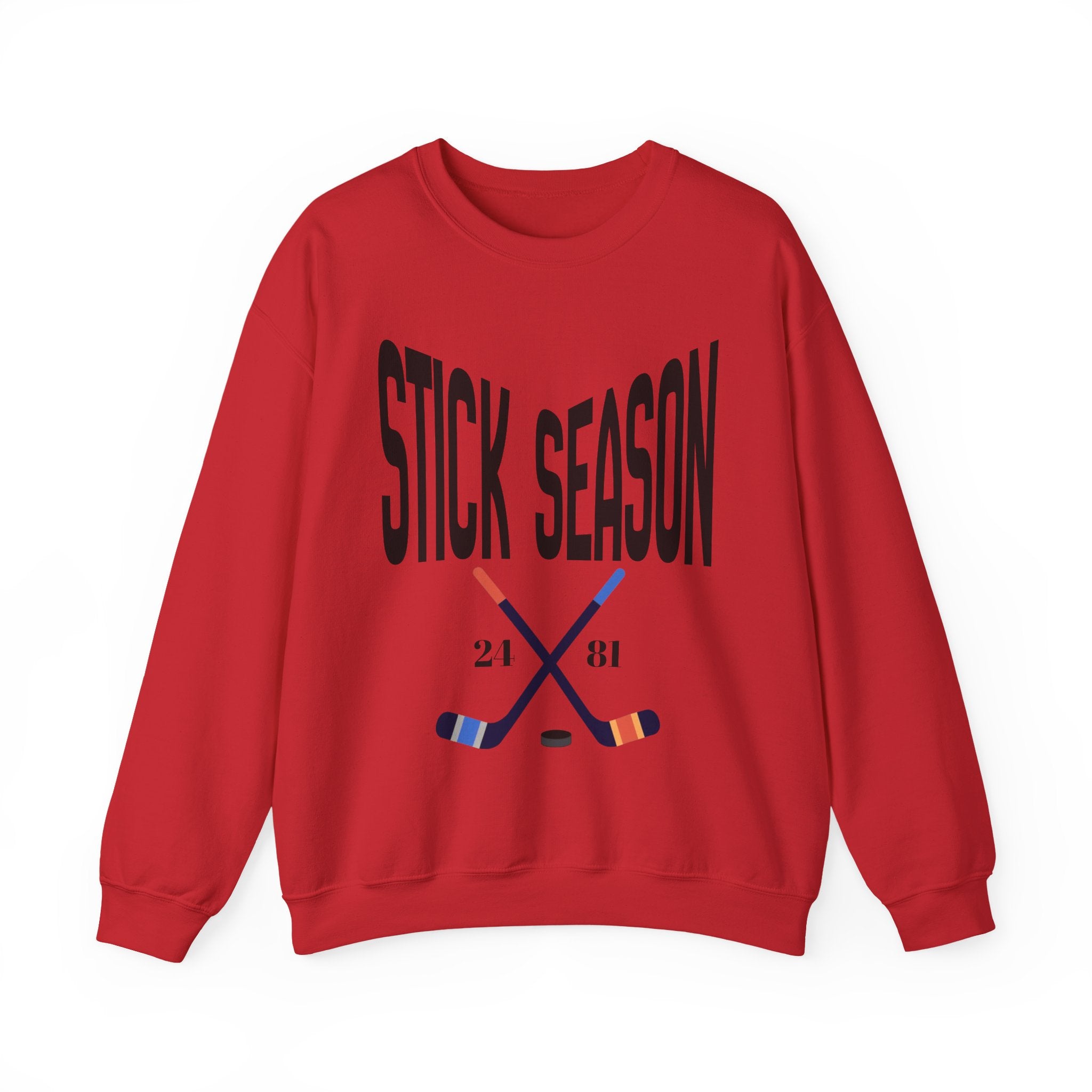 Stick Season hockey crewneck sweatshirt | crossed hockey sticks graphic