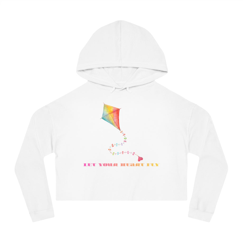 Let Your Heart Fly Women’s Cropped Hoodie | Cute Heart Graphic Sweatshirt