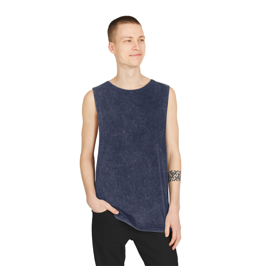 Hockey Romance Fan Tank Top | Neon Rival Puck Graphic | Unisex Stonewash Sleeveless