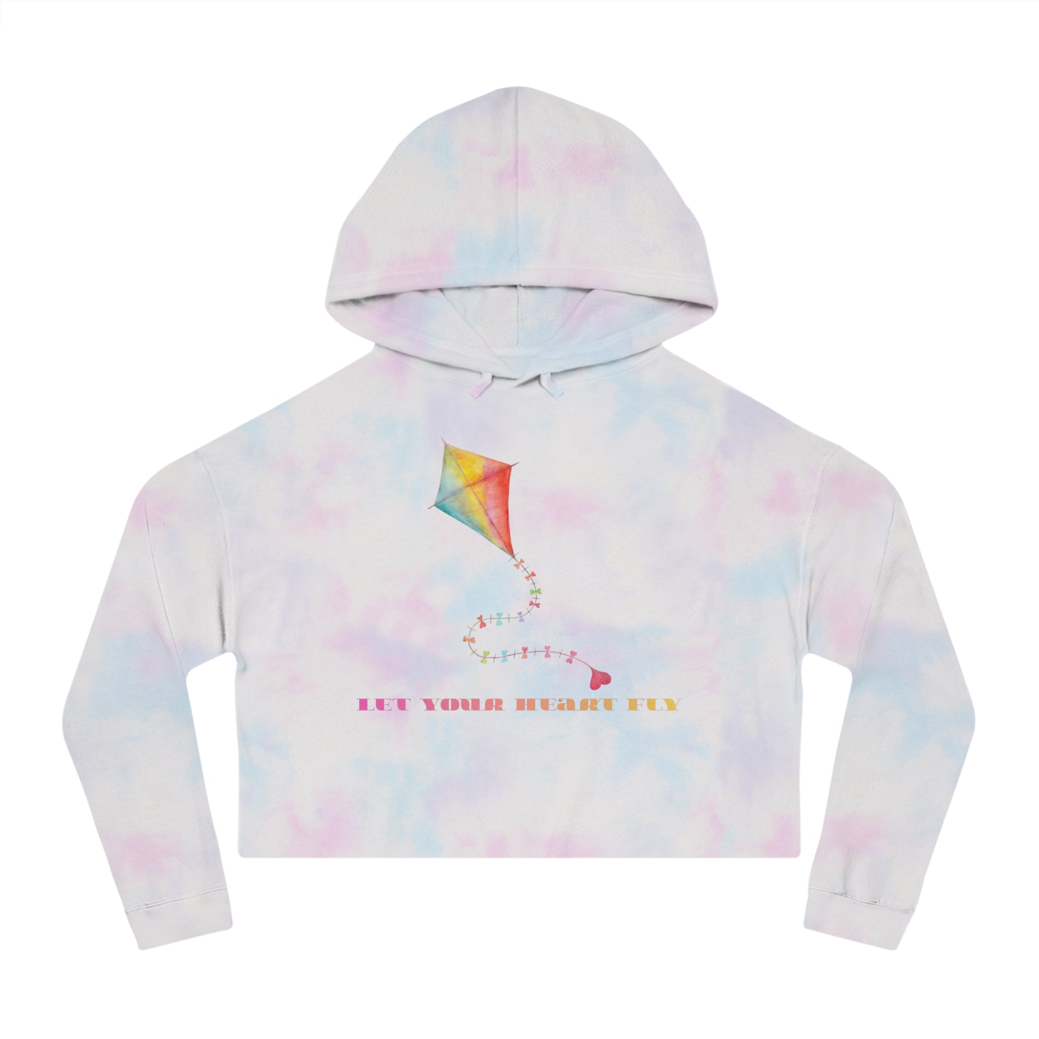 Let Your Heart Fly Women’s Cropped Hoodie | Cute Heart Graphic Sweatshirt