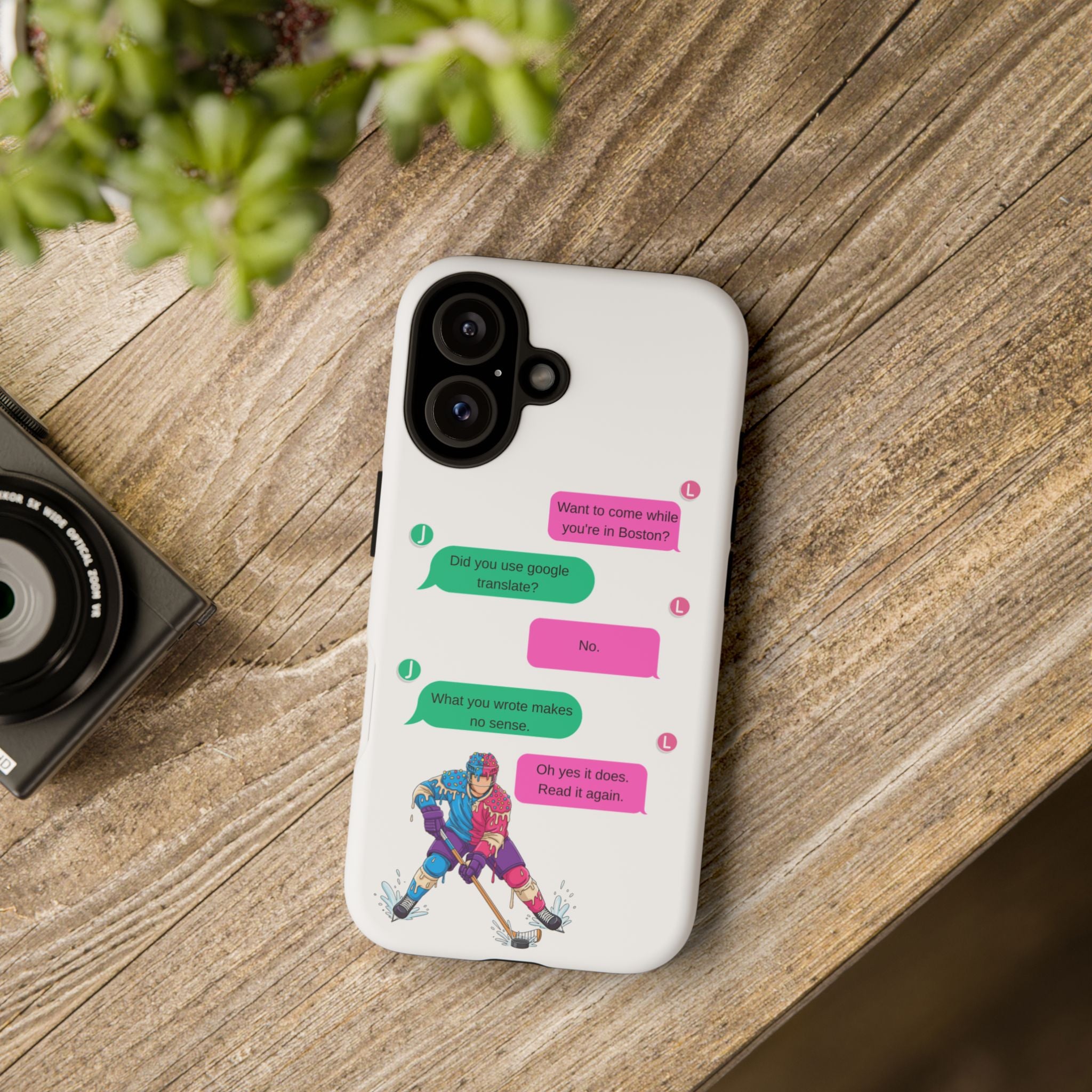 Heated Rivalry Inspired Hockey Text Message iPhone Case Tough Protective Romance Design