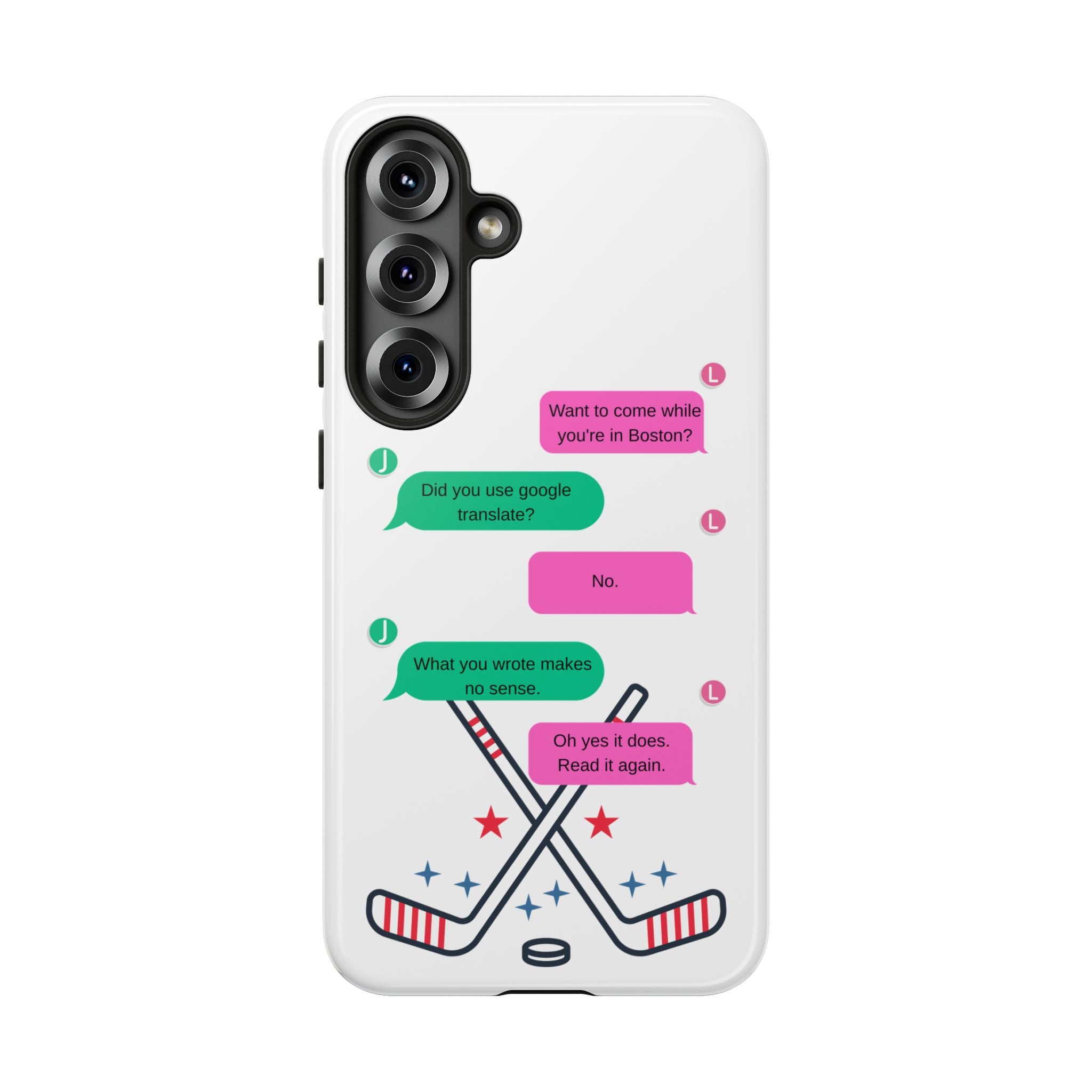 Heated Rivalry Inspired Hockey Text Message iPhone Case Tough Protective Romance Design