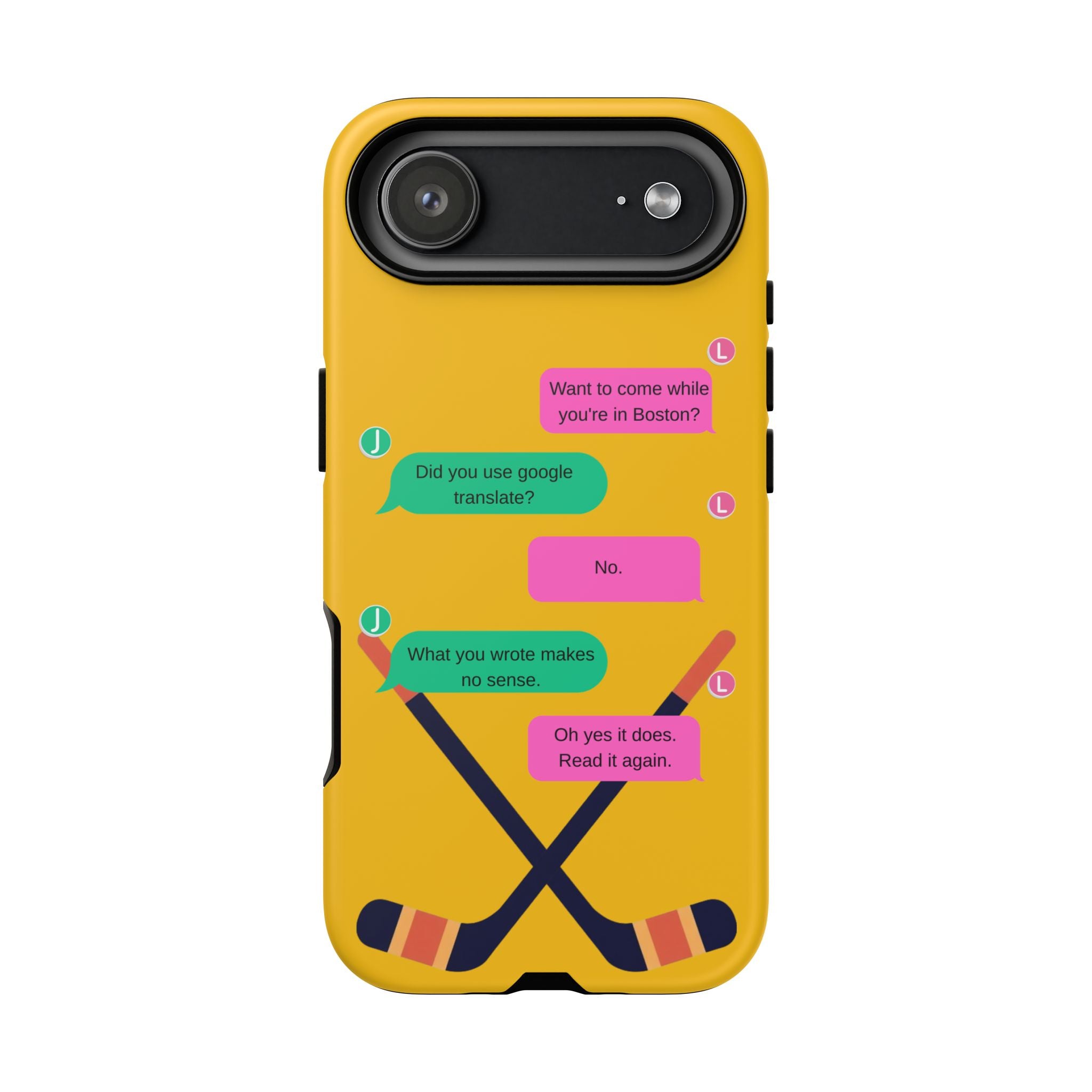 Heated Rivalry Inspired Hockey Text Message iPhone Case Tough Protective Romance Design