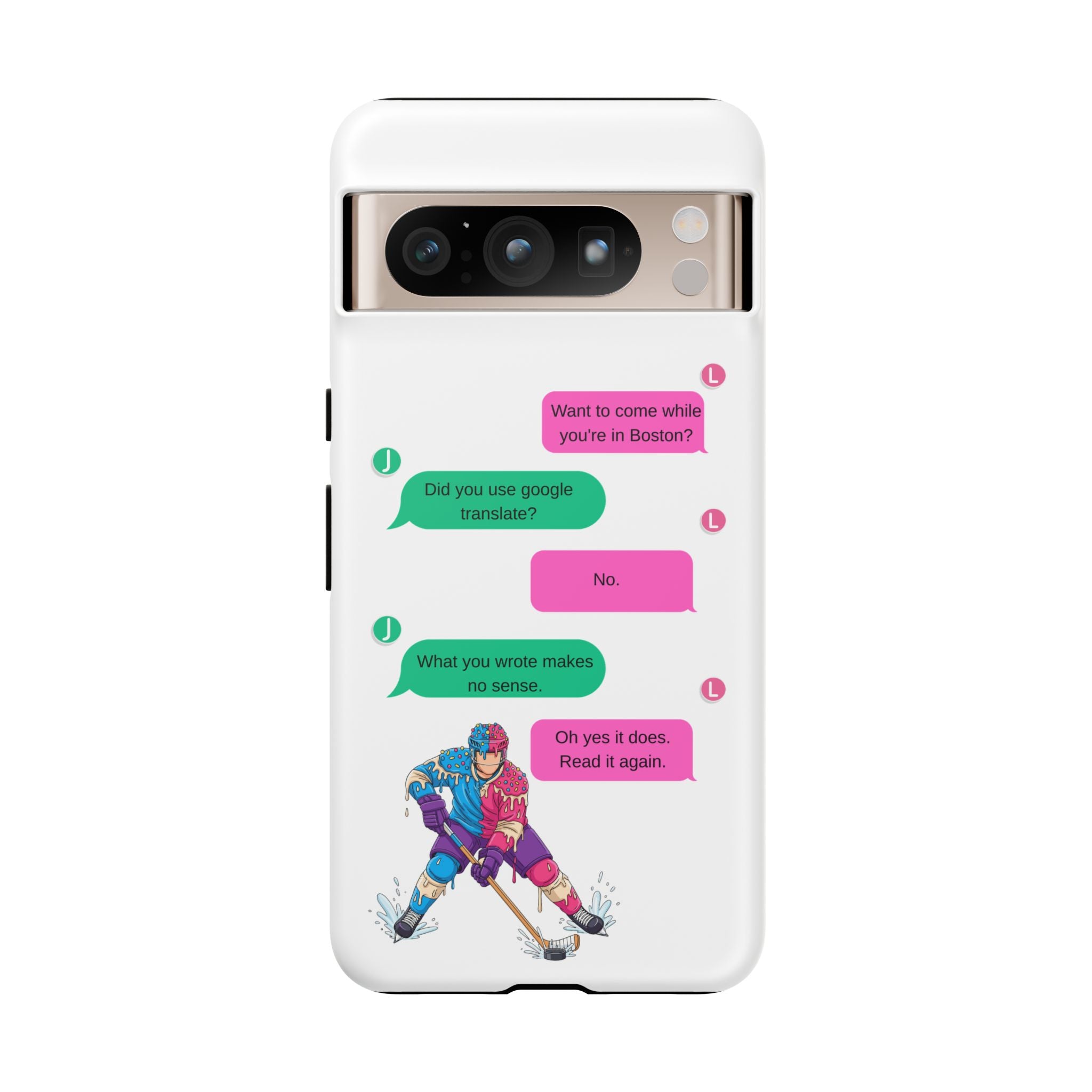 Heated Rivalry Inspired Hockey Text Message iPhone Case Tough Protective Romance Design