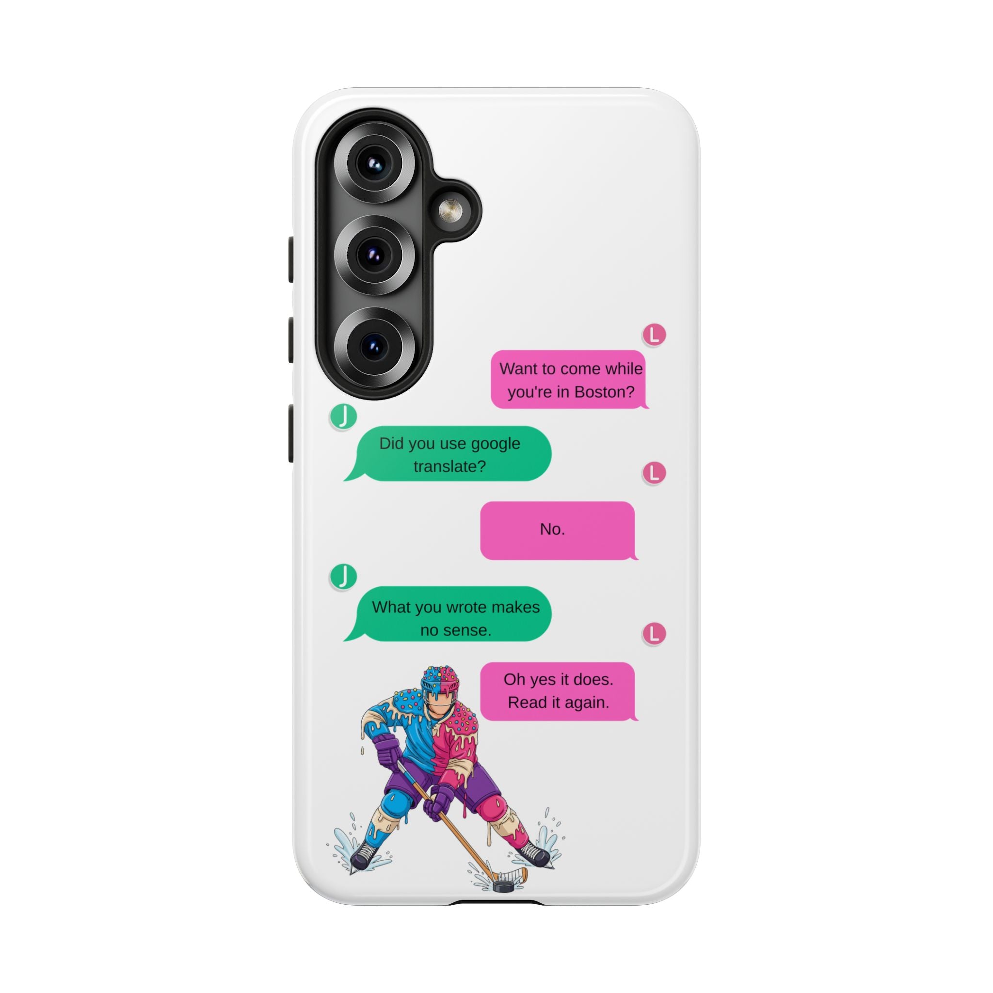 Heated Rivalry Inspired Hockey Text Message iPhone Case Tough Protective Romance Design