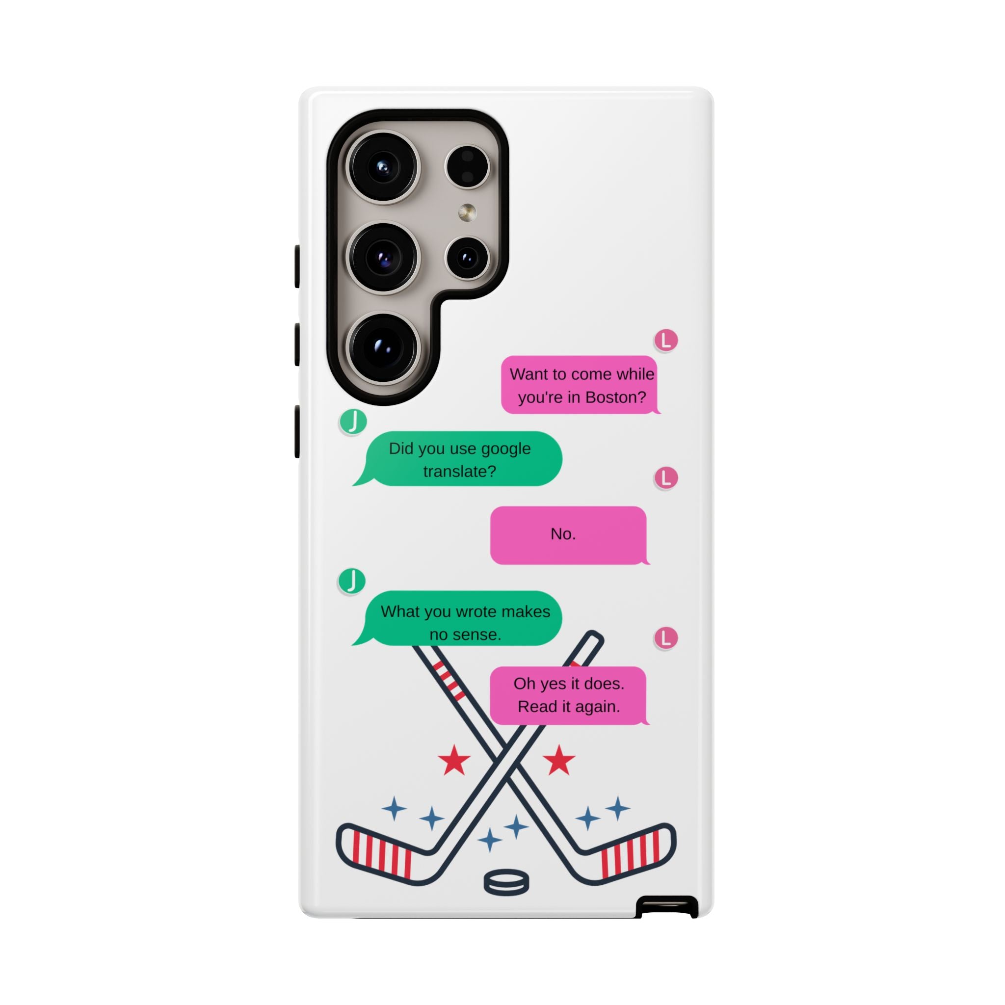 Heated Rivalry Inspired Hockey Text Message iPhone Case Tough Protective Romance Design