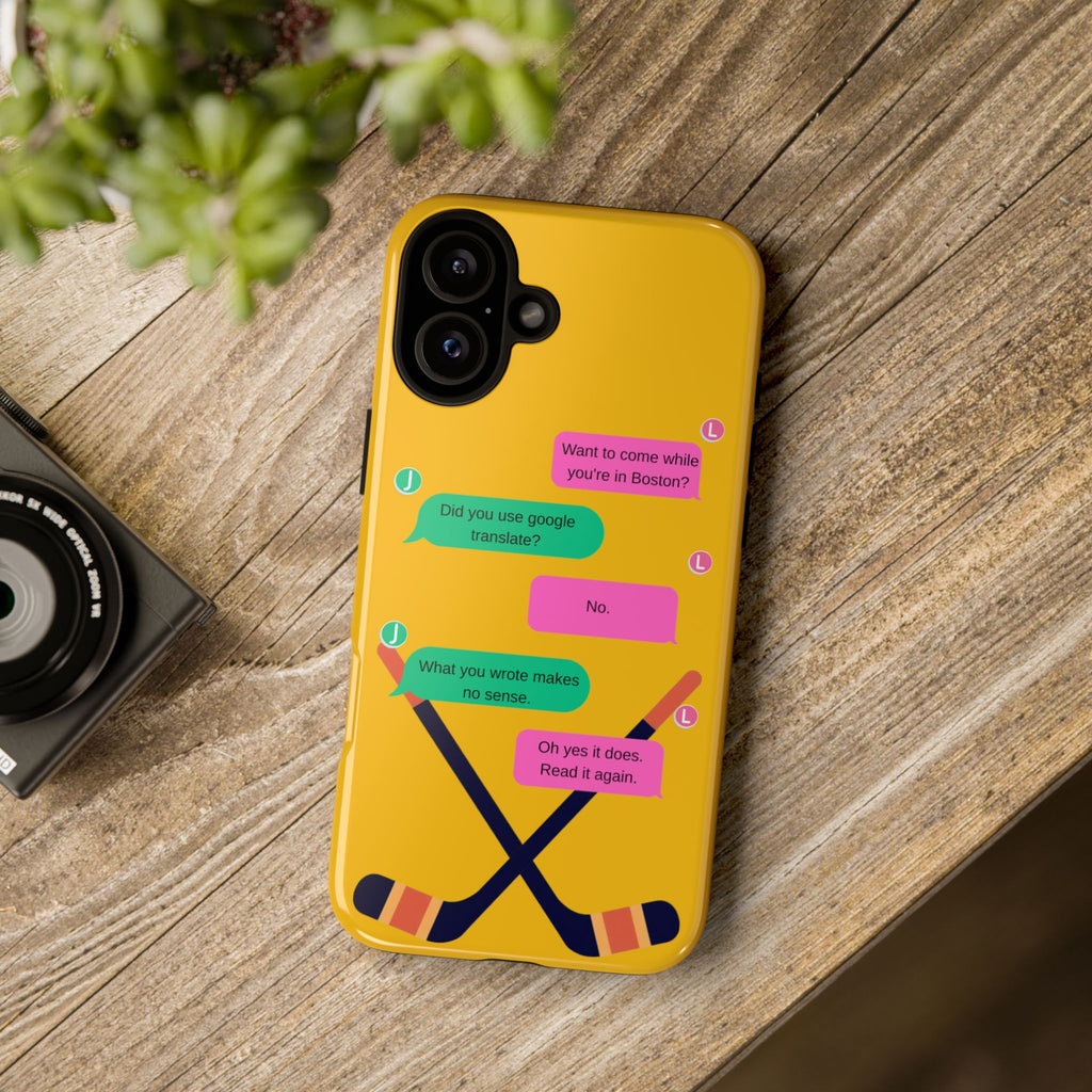 Heated Rivalry Inspired Hockey Text Message iPhone Case Tough Protective Romance Design