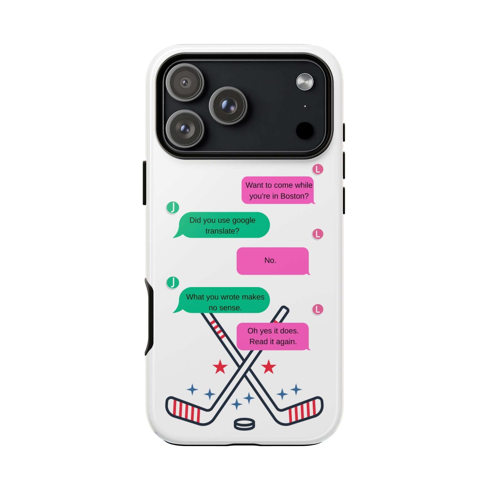 Heated Rivalry Inspired Hockey Text Message iPhone Case Tough Protective Romance Design
