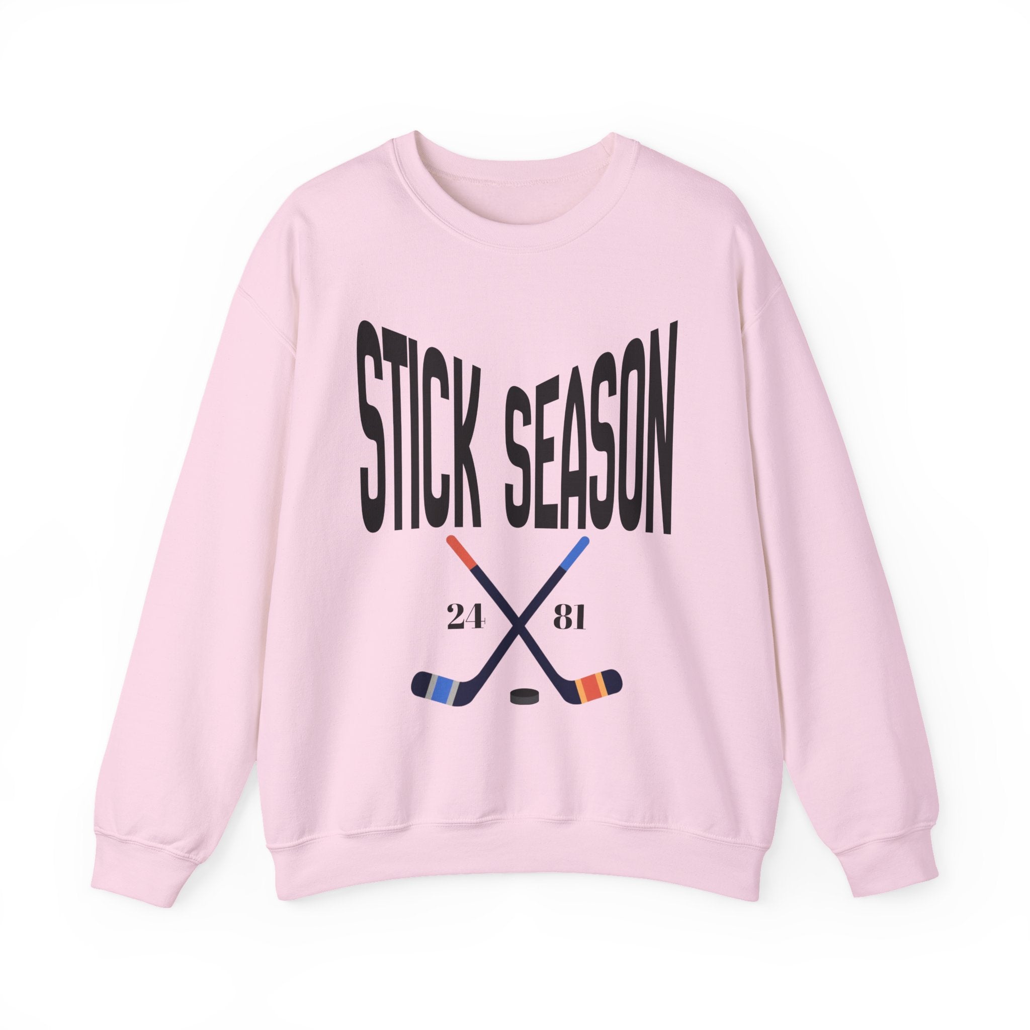 Stick Season hockey crewneck sweatshirt | crossed hockey sticks graphic