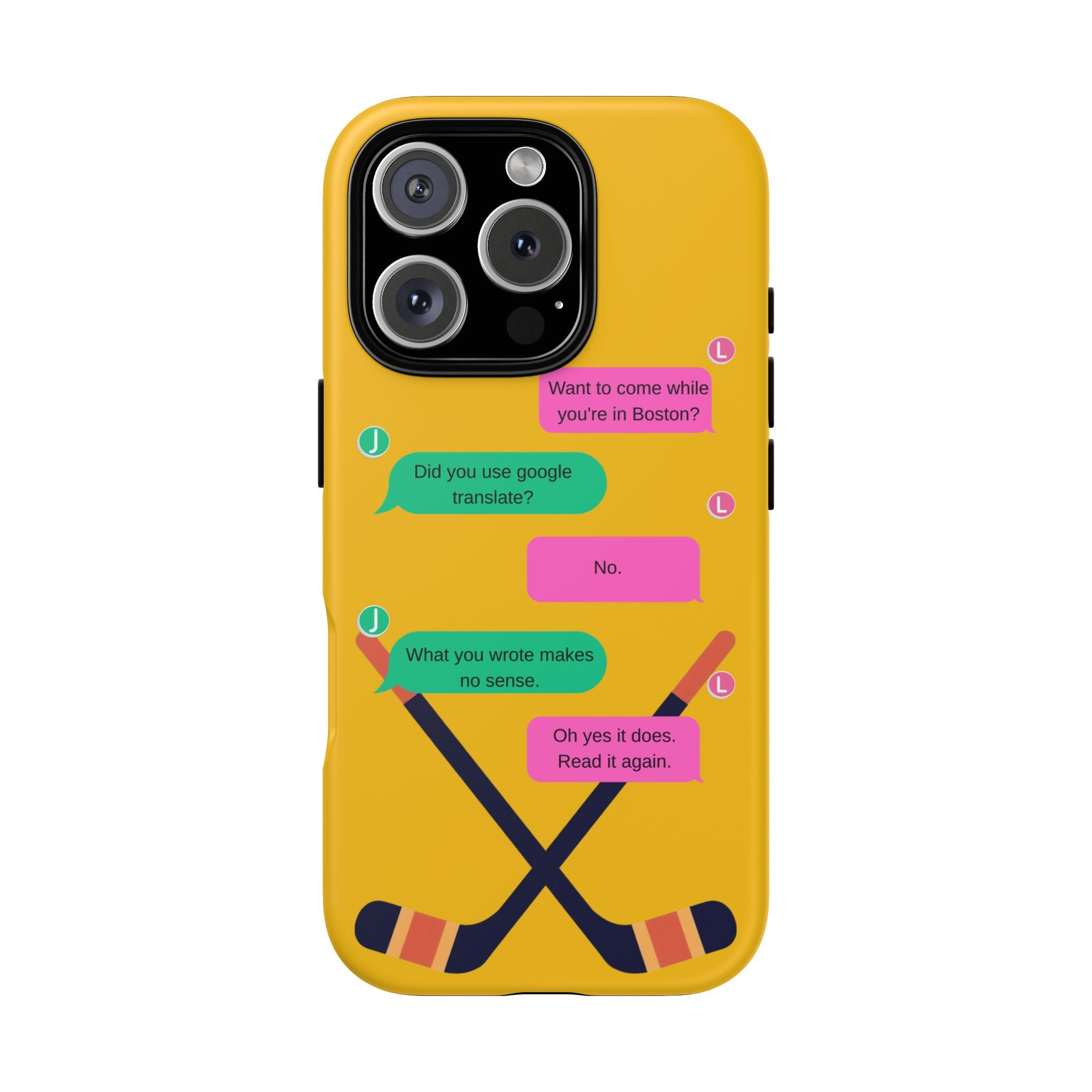 Heated Rivalry Inspired Hockey Text Message iPhone Case Tough Protective Romance Design