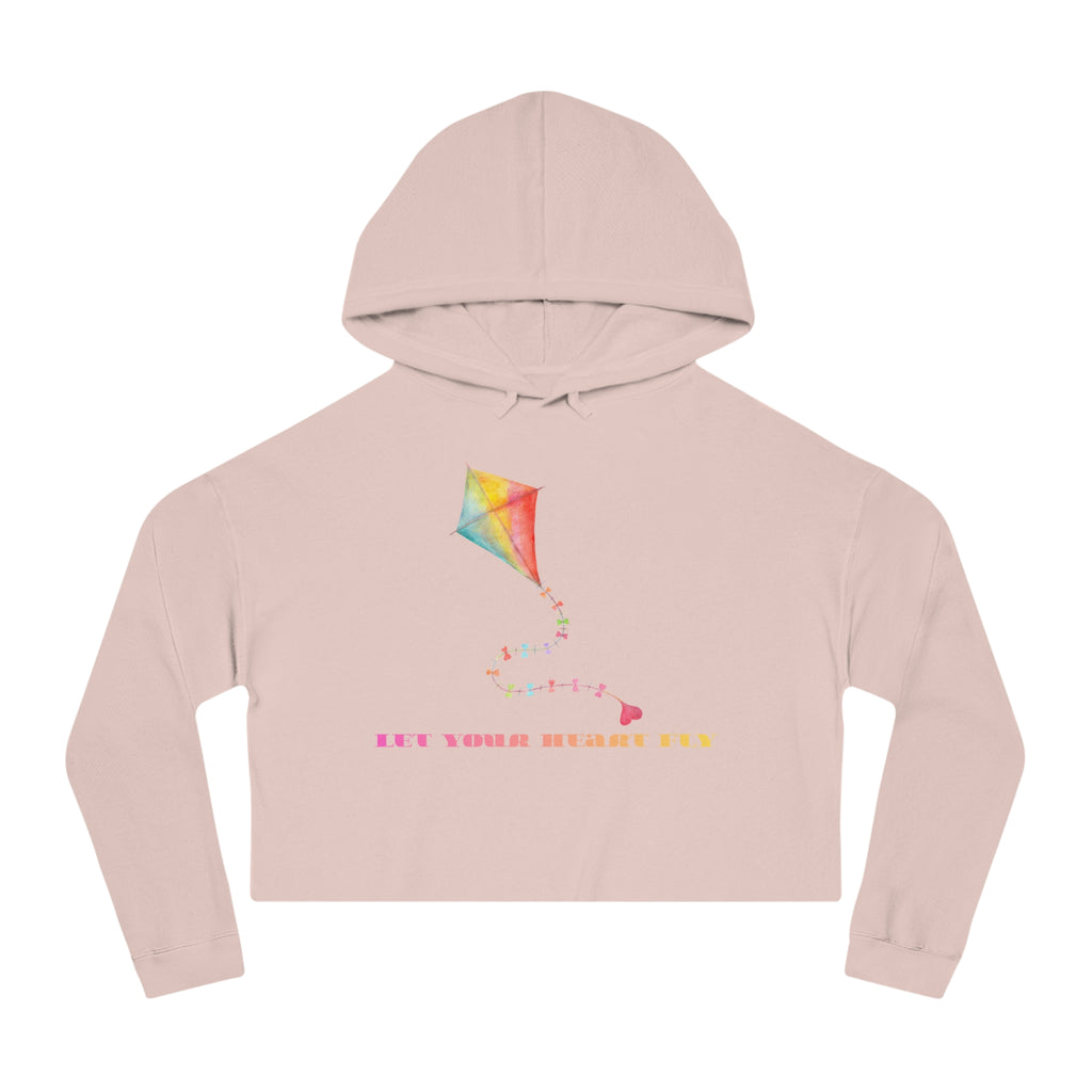 Let Your Heart Fly Women’s Cropped Hoodie | Cute Heart Graphic Sweatshirt