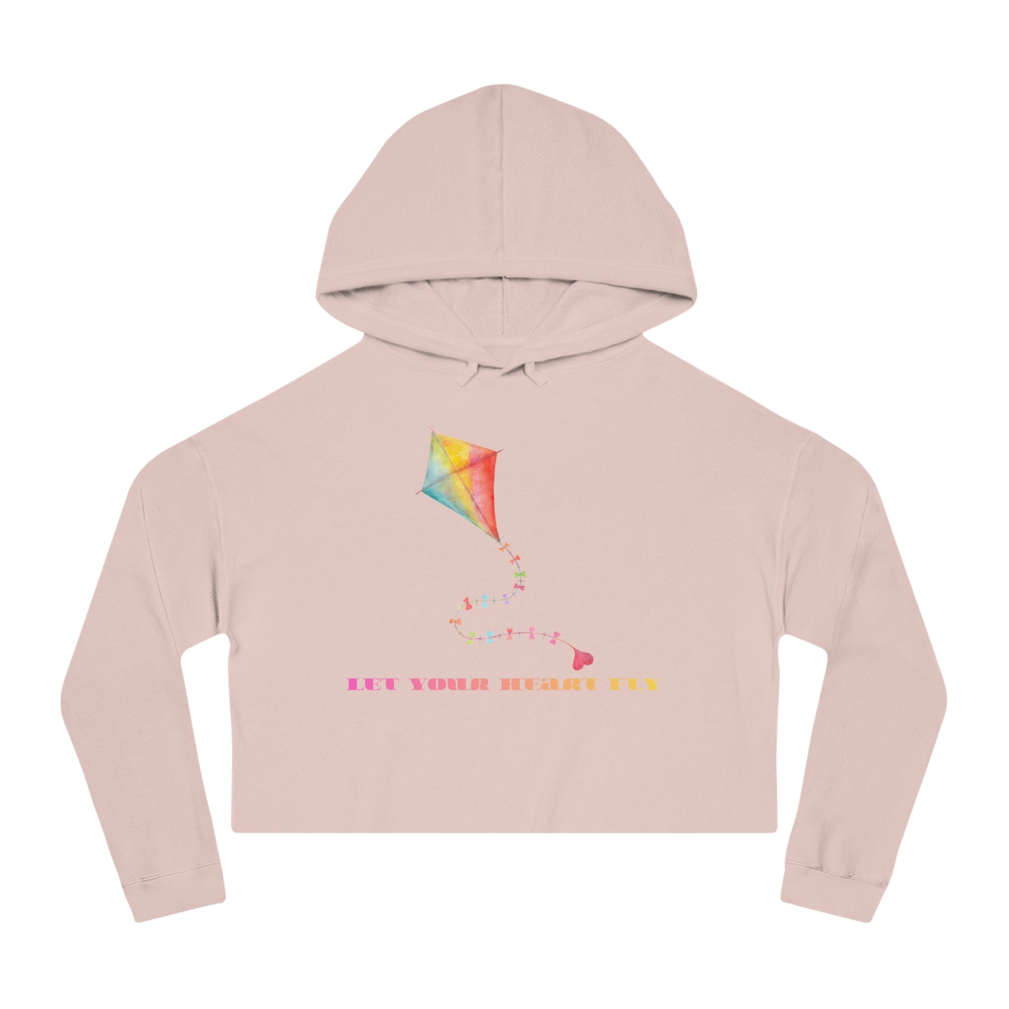Let Your Heart Fly Women’s Cropped Hoodie | Cute Heart Graphic Sweatshirt