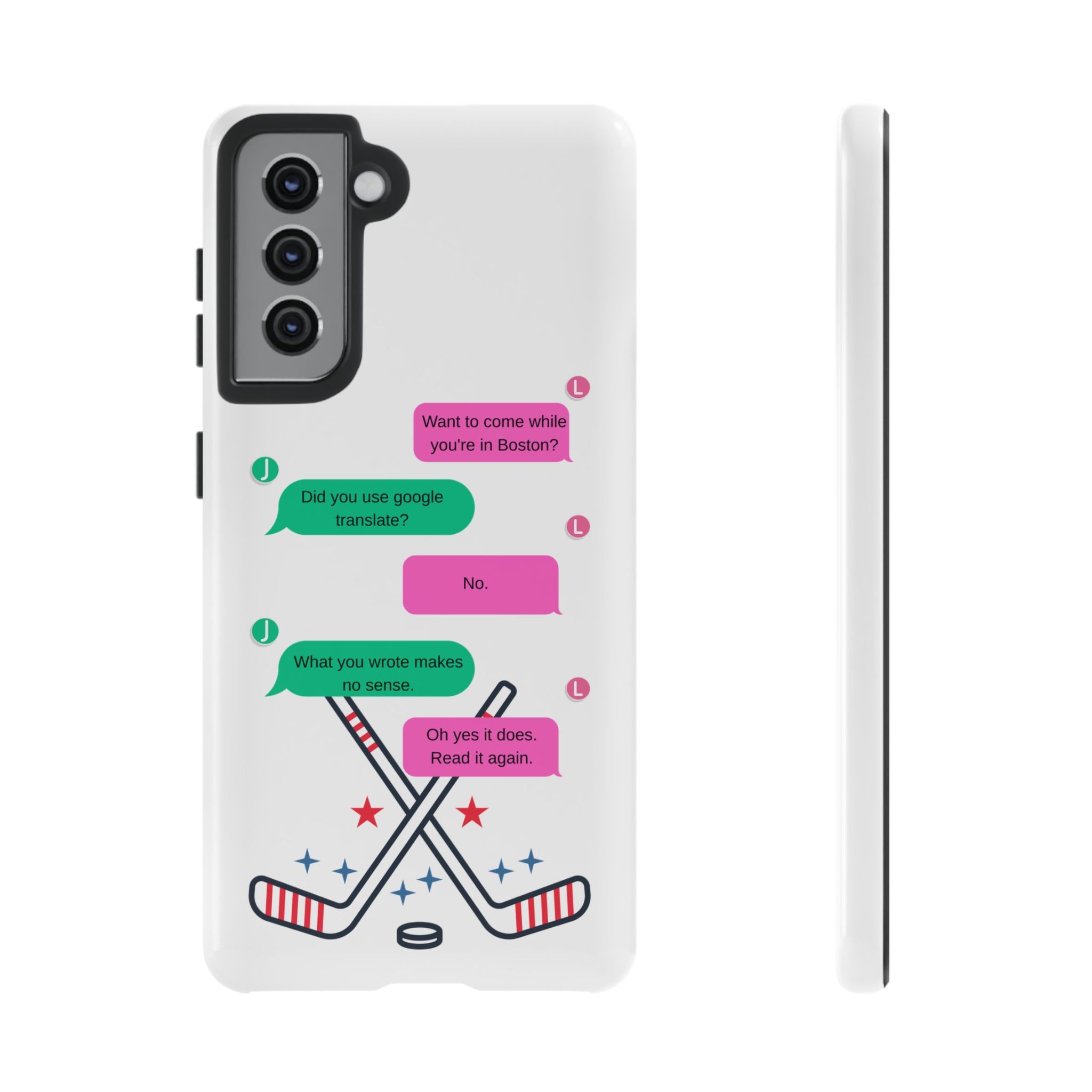 Heated Rivalry Inspired Hockey Text Message iPhone Case Tough Protective Romance Design