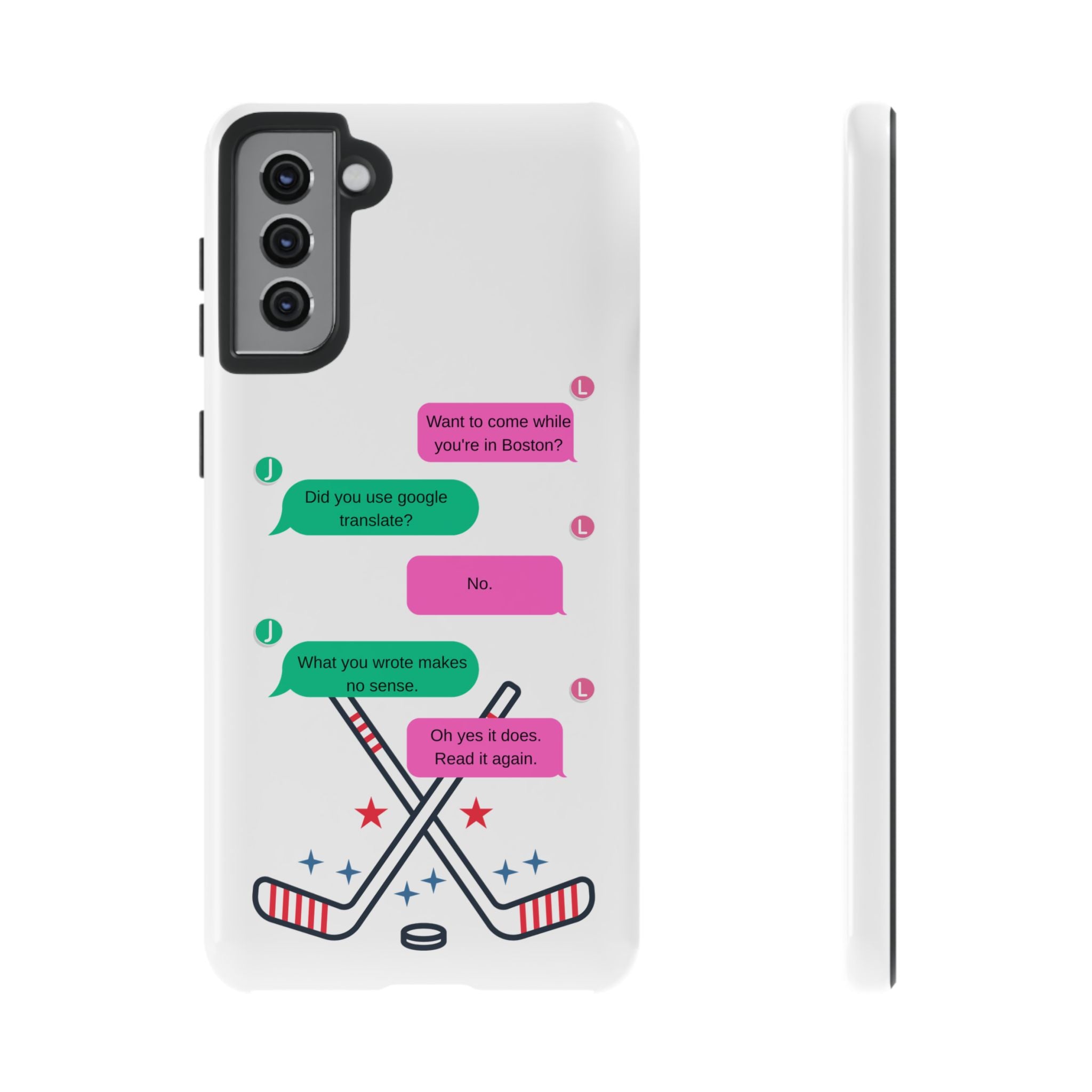 Heated Rivalry Inspired Hockey Text Message iPhone Case Tough Protective Romance Design