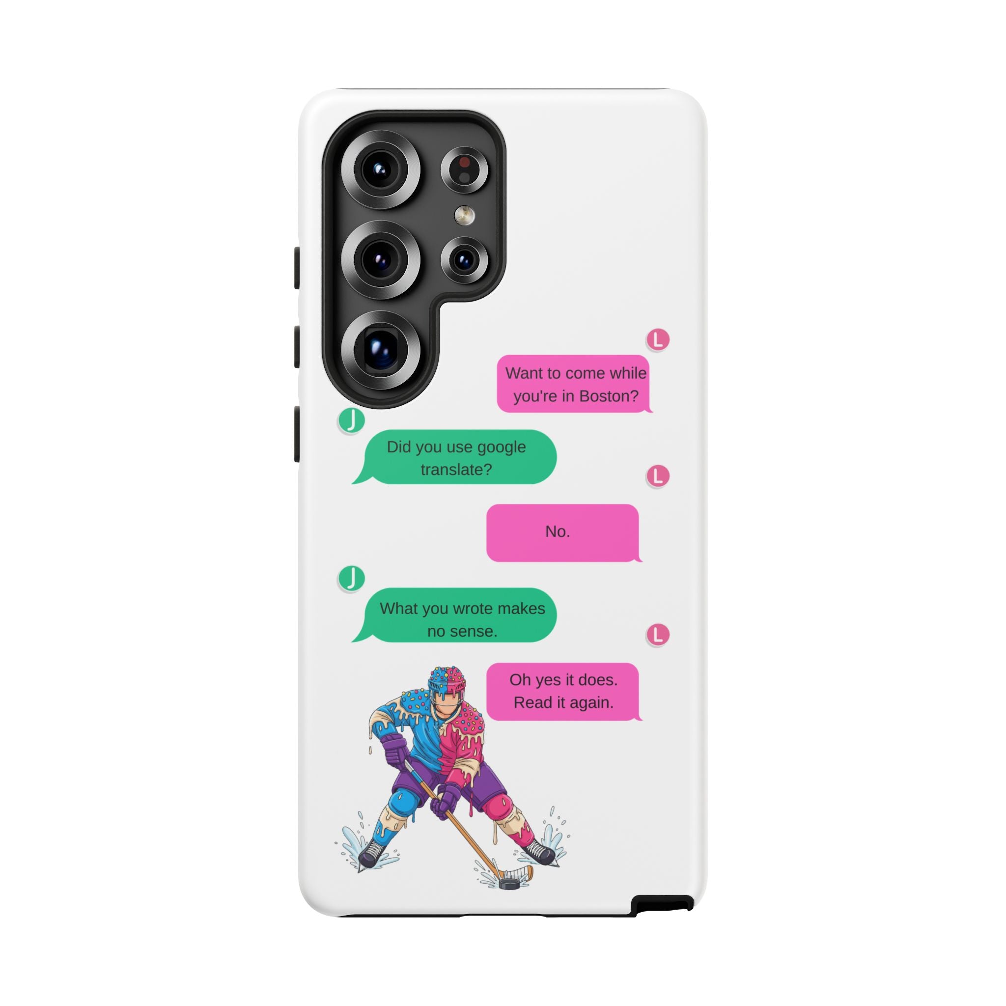 Heated Rivalry Inspired Hockey Text Message iPhone Case Tough Protective Romance Design