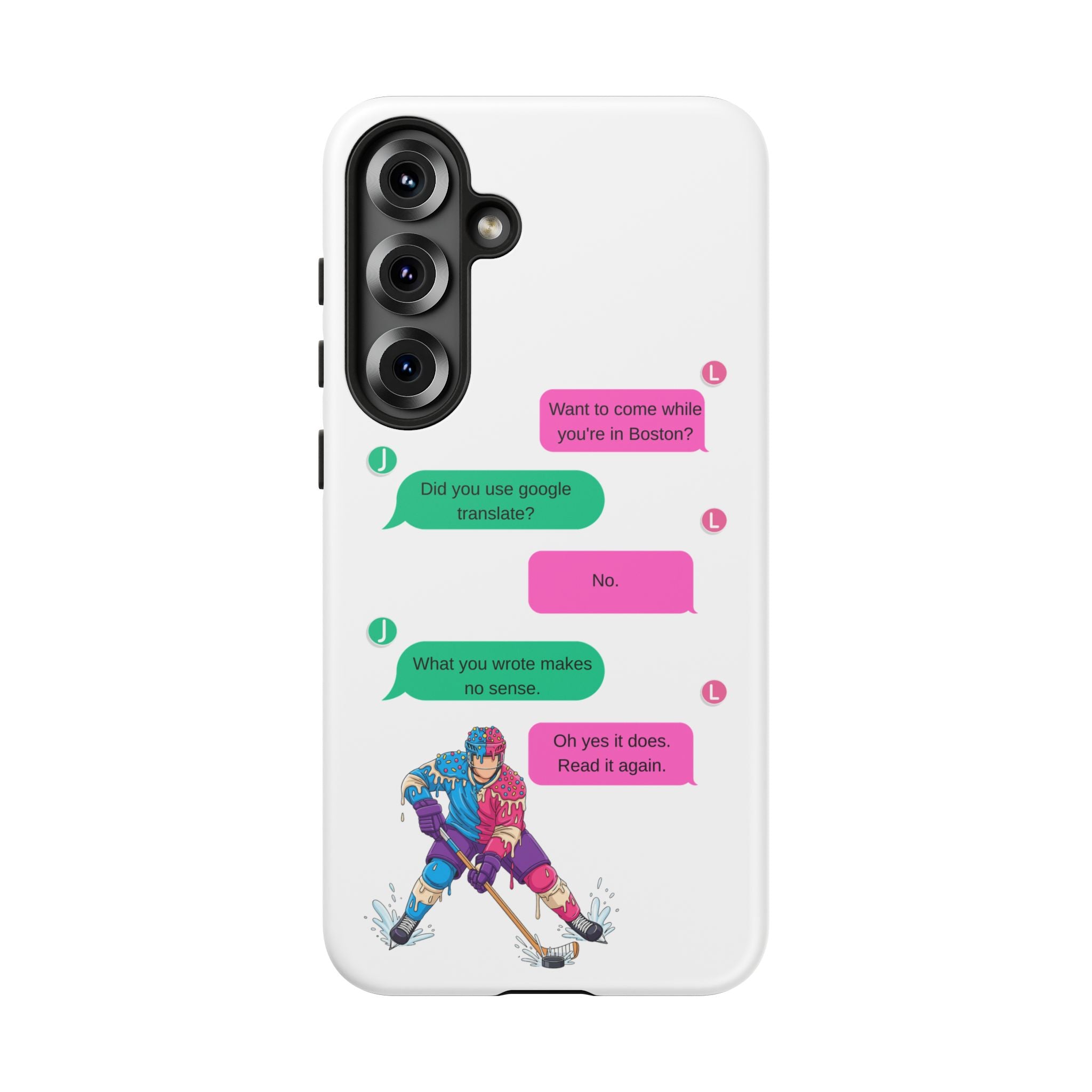Heated Rivalry Inspired Hockey Text Message iPhone Case Tough Protective Romance Design